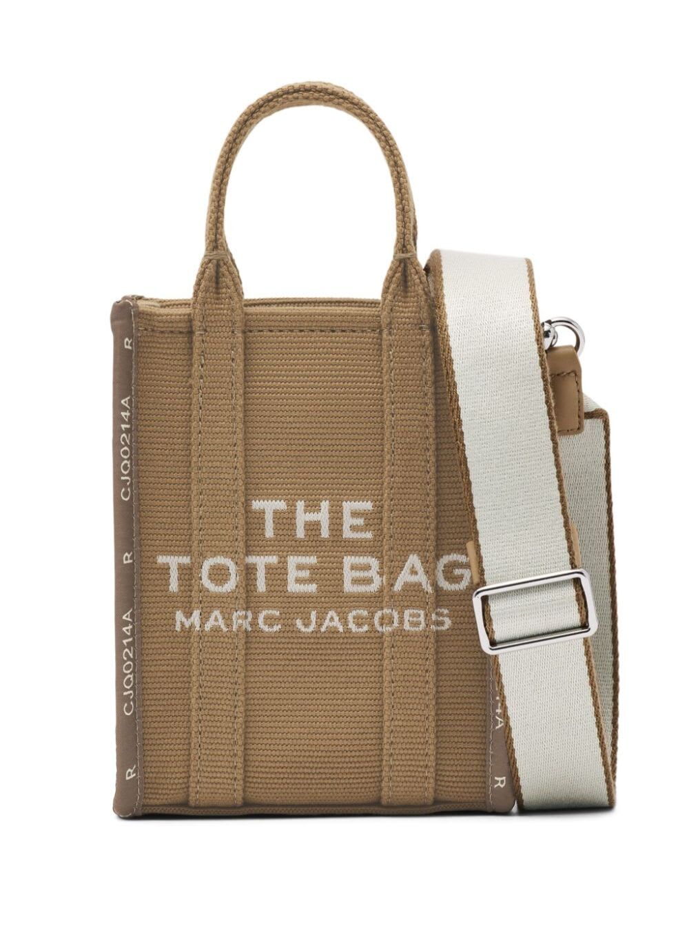 Shop Marc Jacobs The Phone Tote Beige Tote Bag With Logo Lettering In Cotton Blend Woman