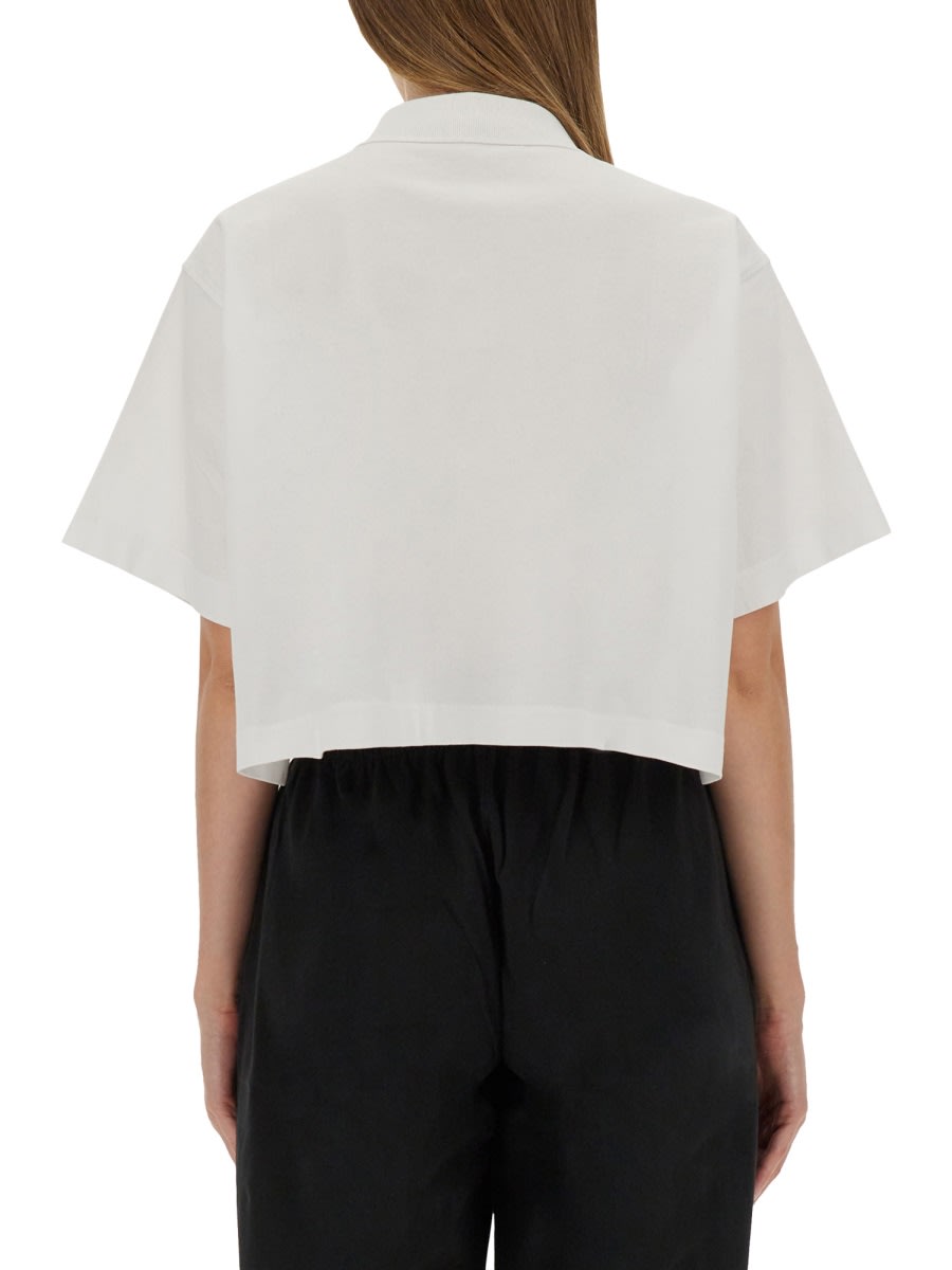 Alexander Wang Cropped Jersey Polo Shirt In White