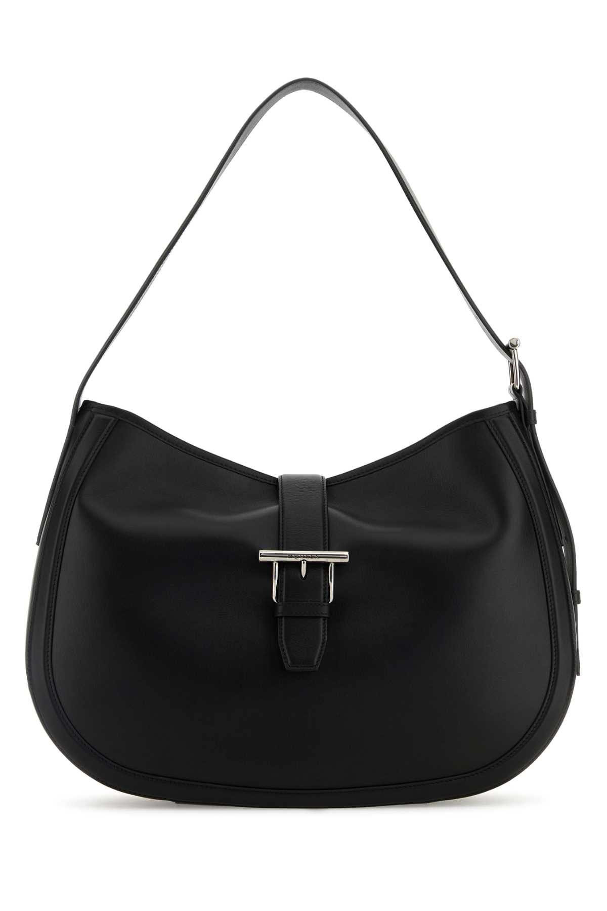 Alexander Mcqueen Black Shoulder Bag With Adjustable Shoulder Strap And T Buckle Closure On The Front In Leather Woman