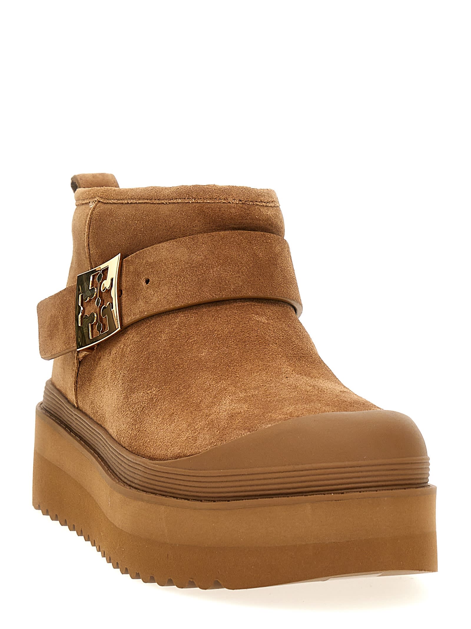 Tory Burch Mellow Platform Ankle Boots With In Chestnut