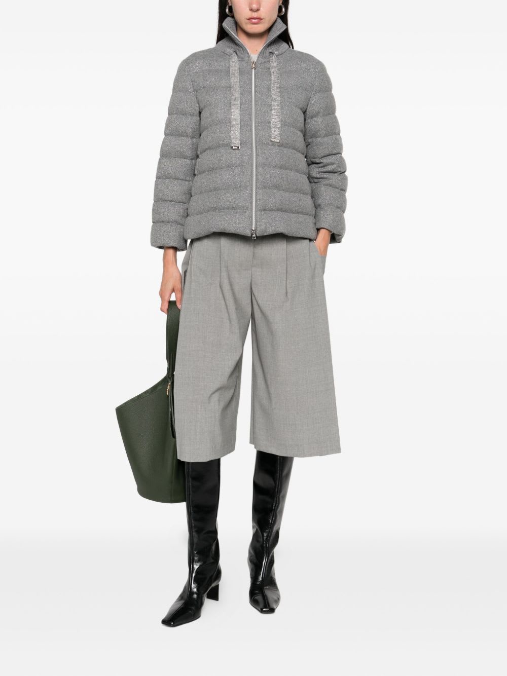 Herno Cashmere And Wool Padded Jacket In Gray