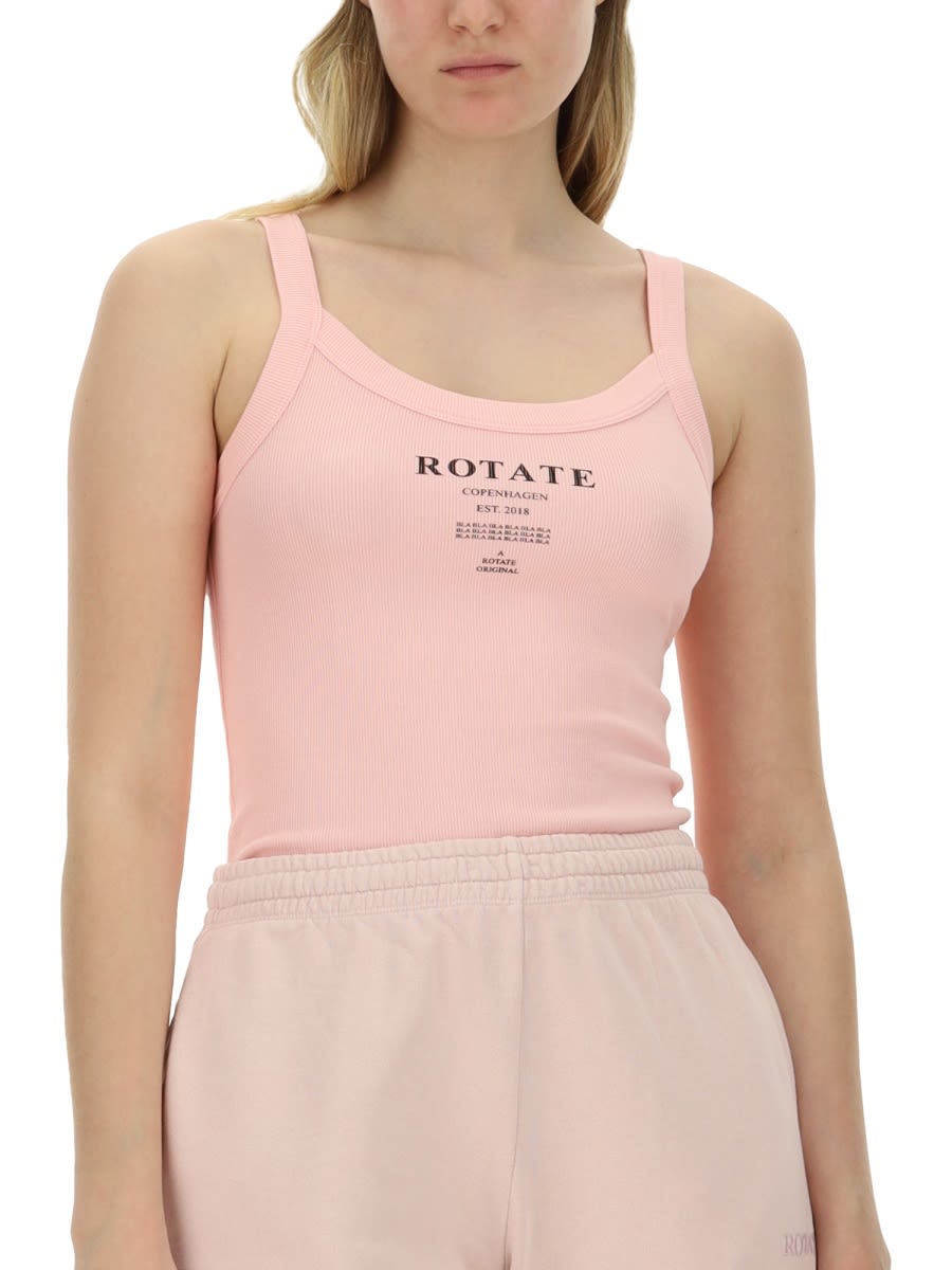 Shop Rotate Birger Christensen Tank Top With Logo In Pink