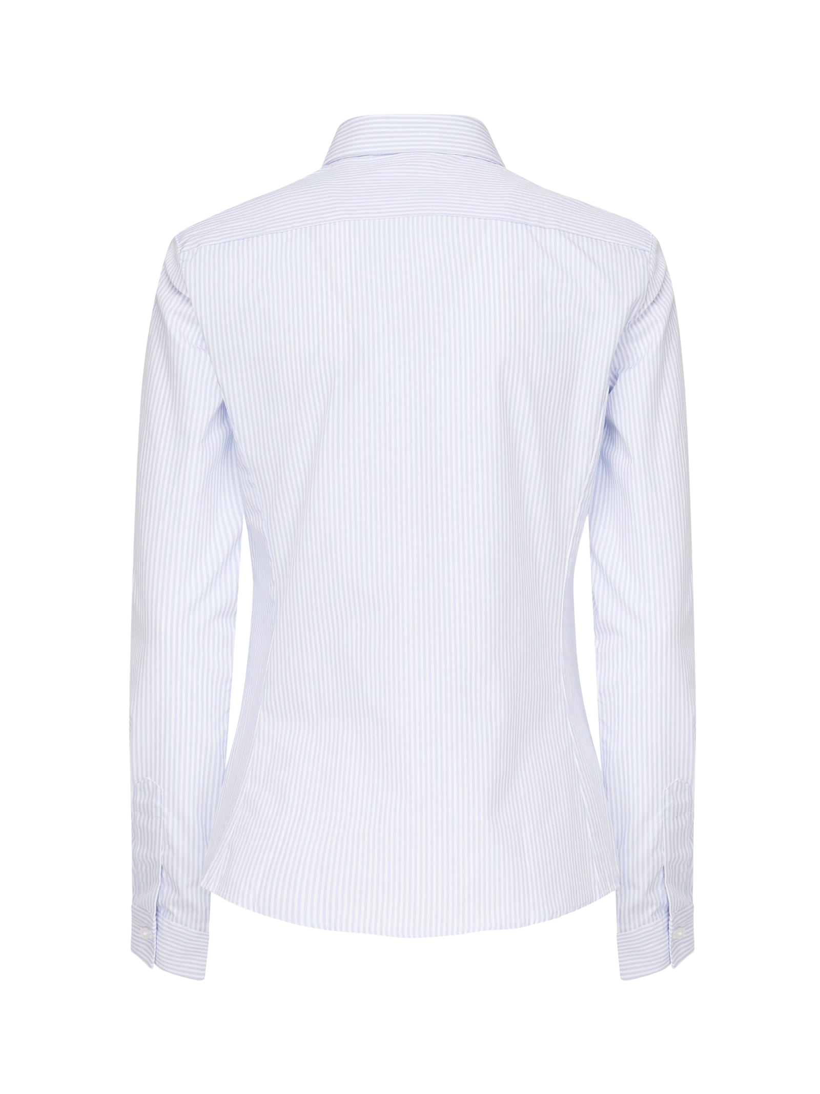 Fay Slim Striped Cotton Shirt In Blu