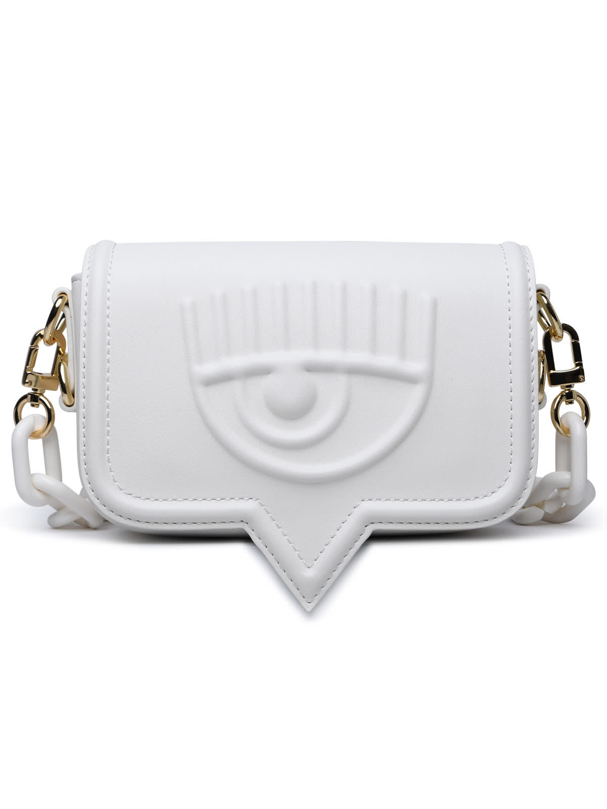Shop Chiara Ferragni Small Eyelike White Polyester Bag