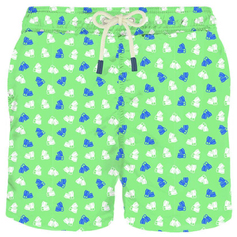 Mc2 Saint Barth Man Swim Shorts Fins Micro Print