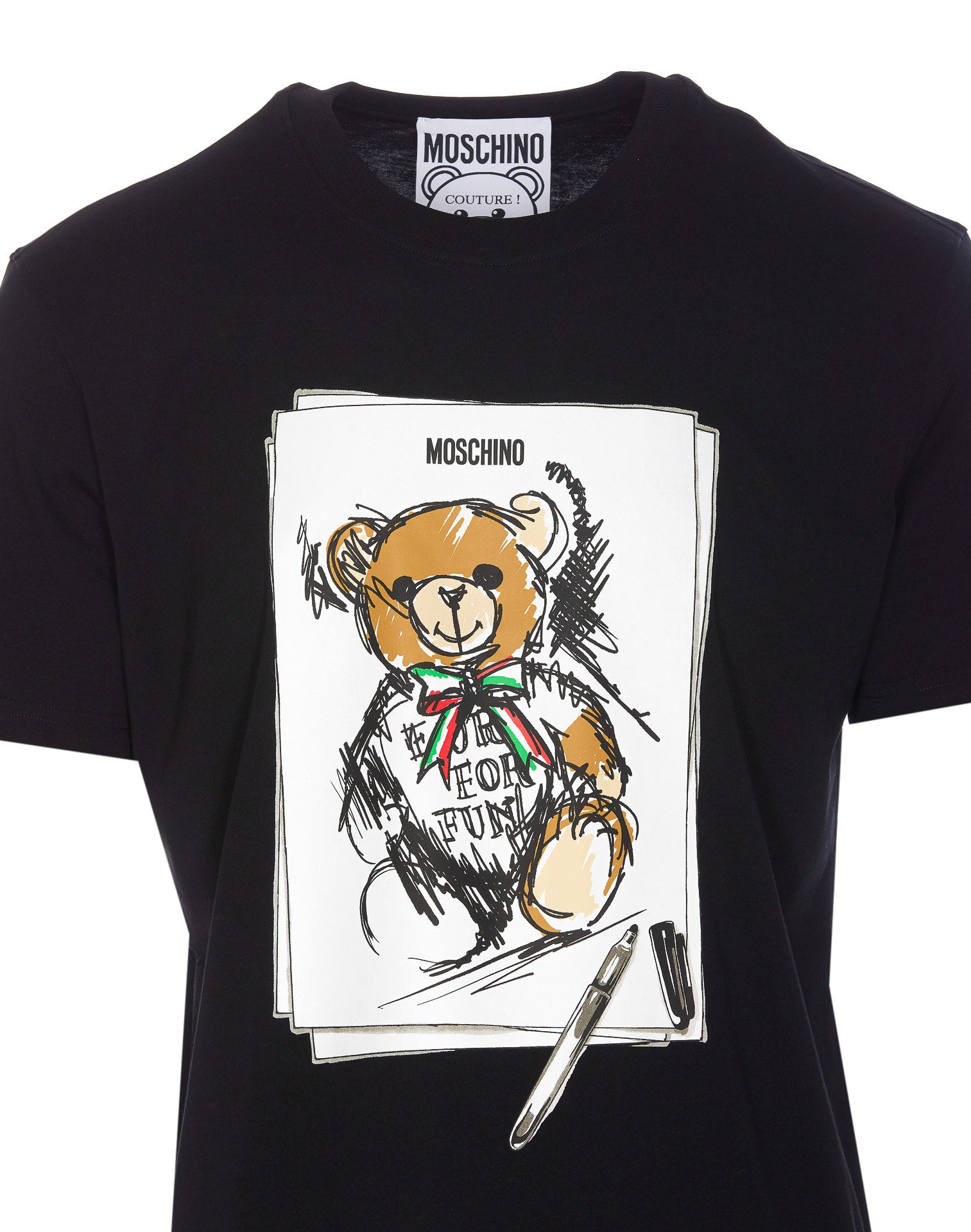 Shop Moschino Drawn Teddy Bear T-shirt In Black