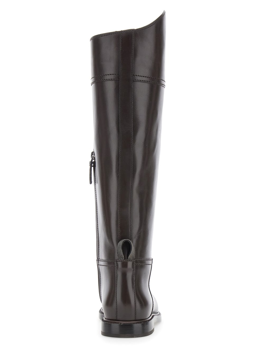 Brunello Cucinelli Leather Boots Monile In Brown
