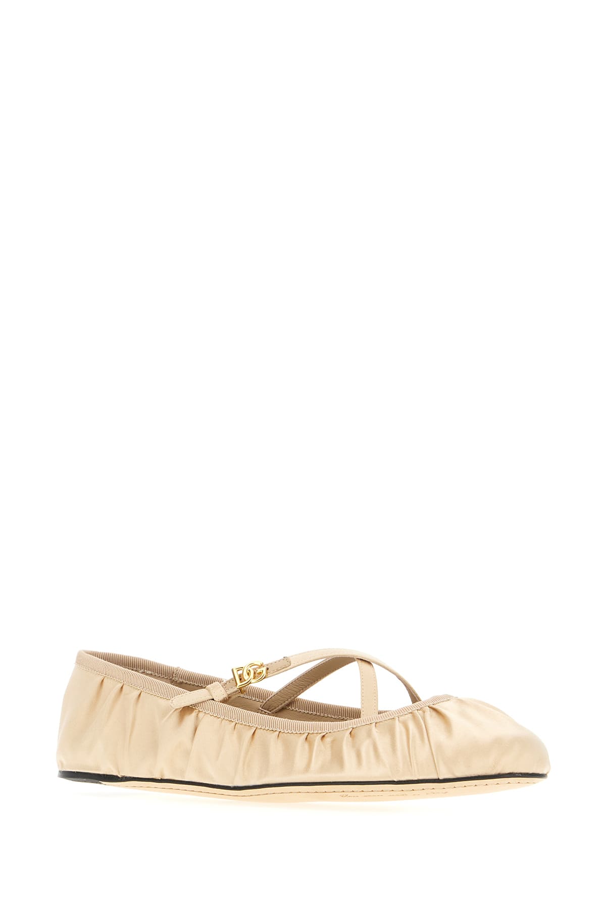 Dolce & Gabbana Nappa Mordore Ballet Flats In Crema