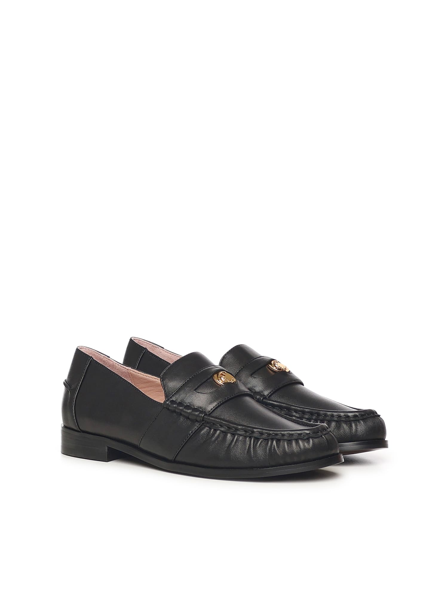 Coccinelle C-penny Leather Loafers In Black