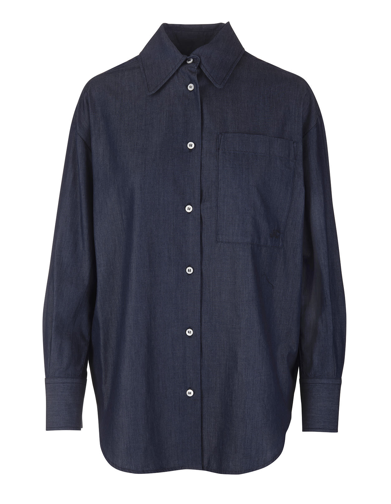 Jacob Cohen Woman Oversize Shirt In Navy Blue Chambray
