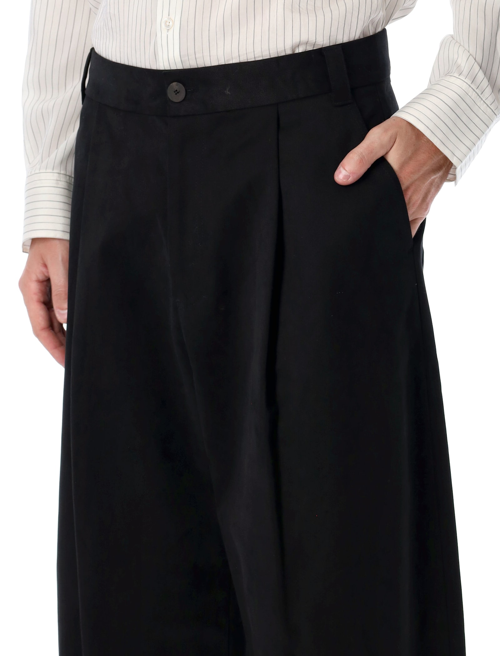 Studio Nicholson Wide-leg Peached Cotton Sorte Trousers In Black