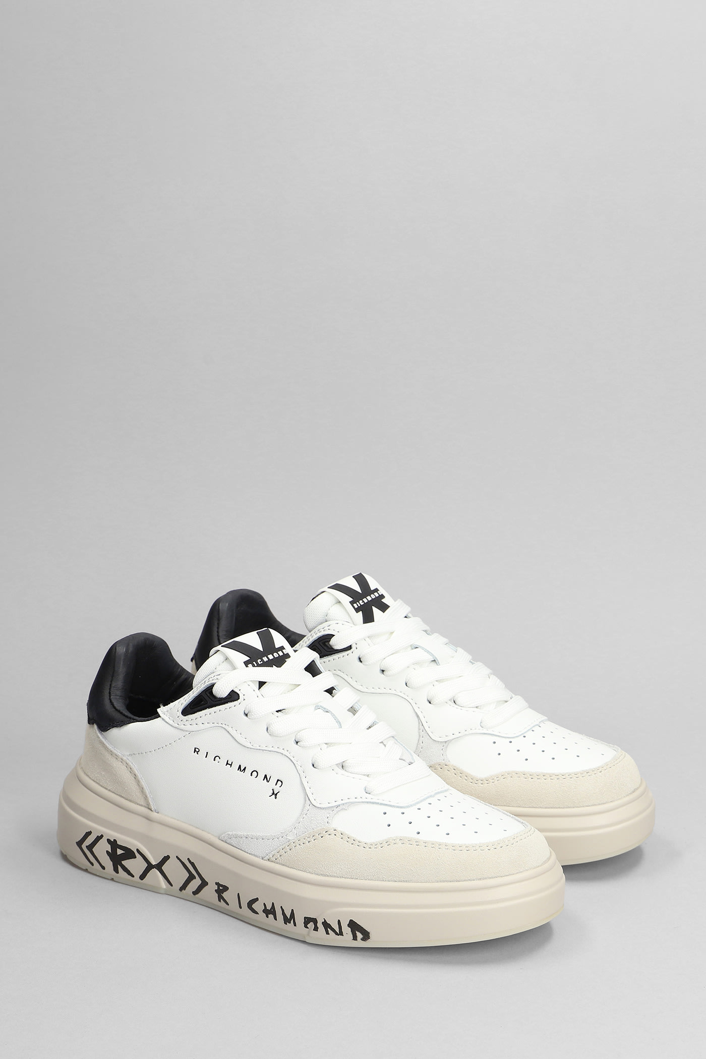 Shop John Richmond Sneakers In White Suede And Leather