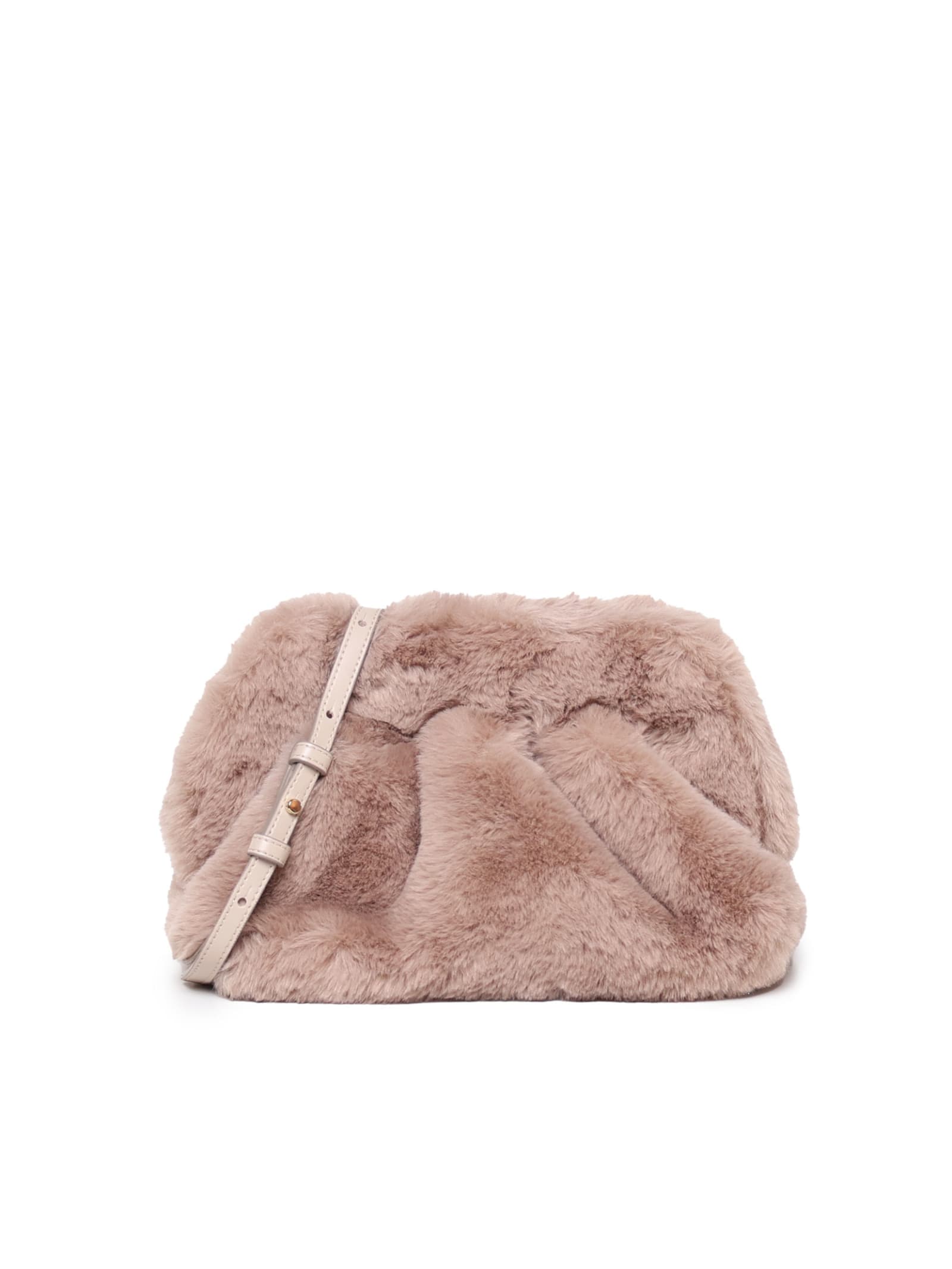 Themoirè Tia Teddy Effect Shoulder Bag In Beige