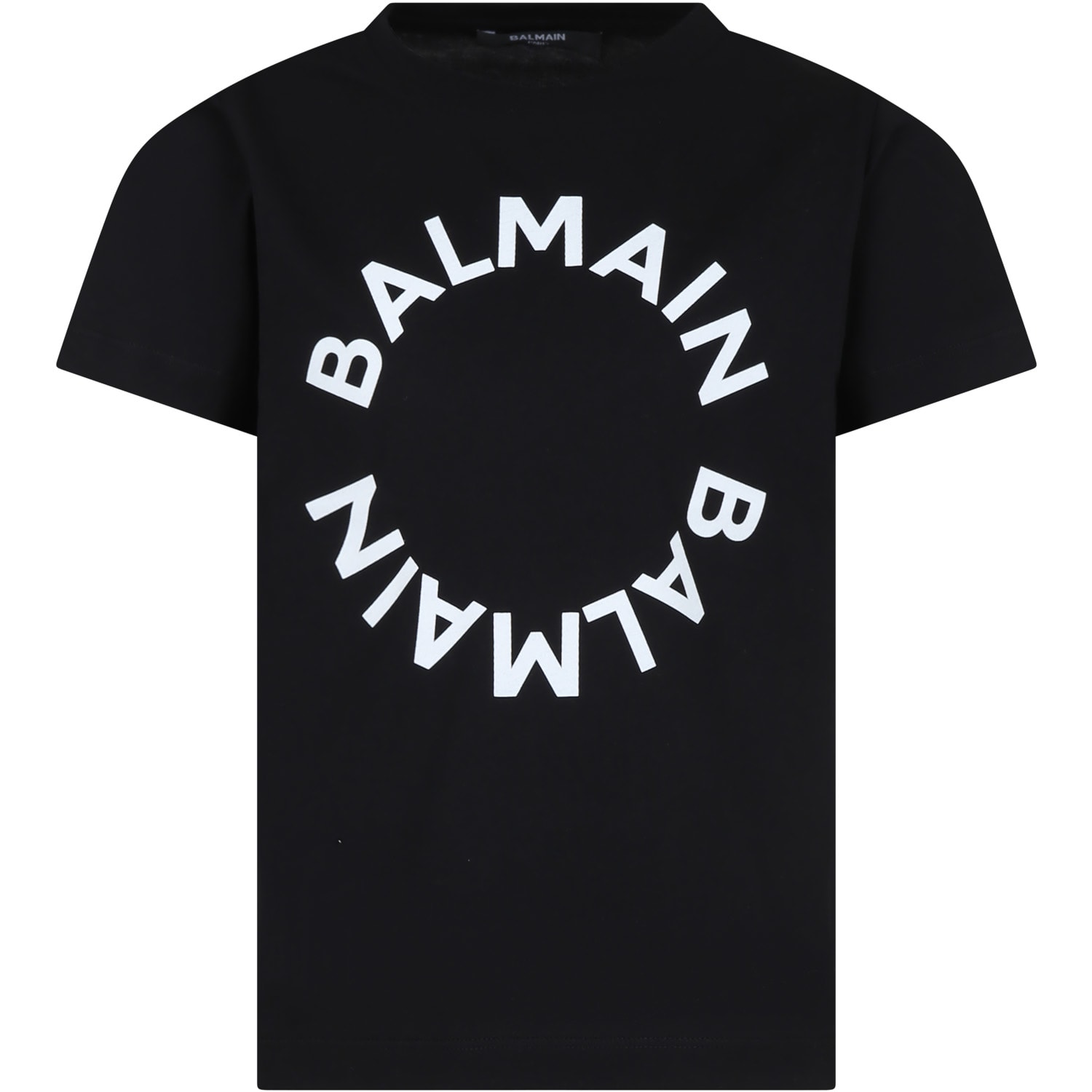 Shop Balmain Black T-shirt For Kids With Logo
