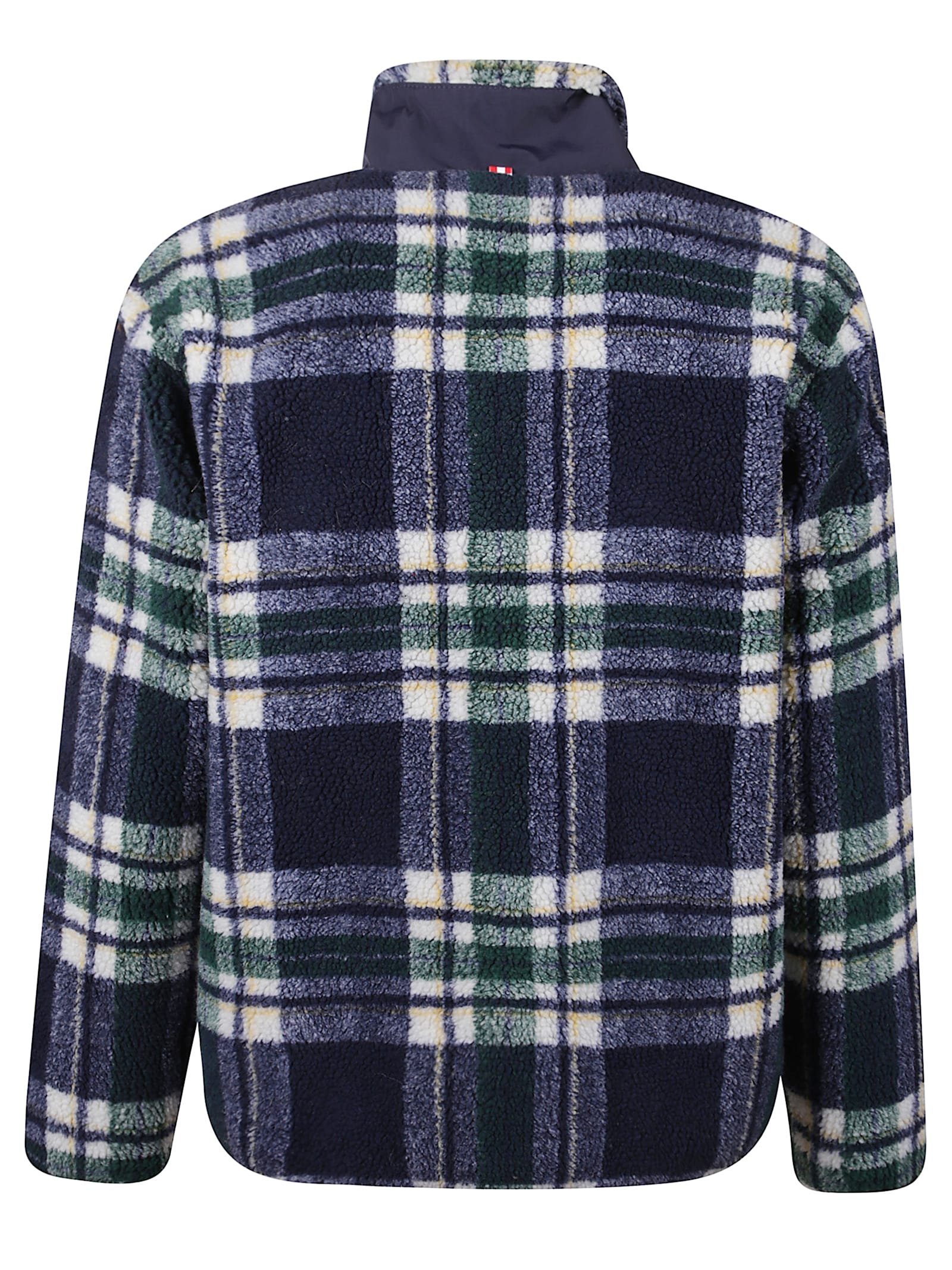 Mc2 Saint Barth Logo-embroidered Fleece Tartan Jacket In Blue