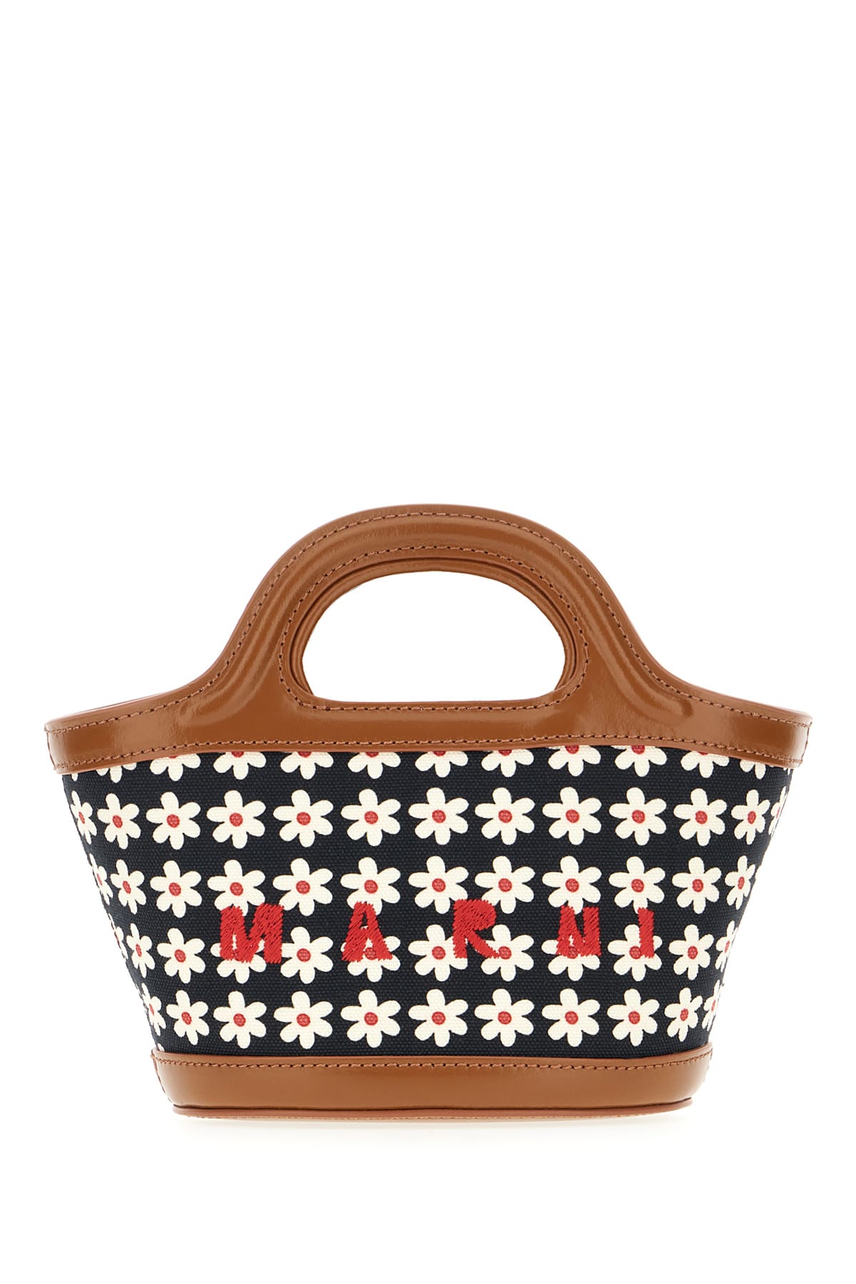 Marni Multicolor Canvas And Leather Handbag In Red White Black