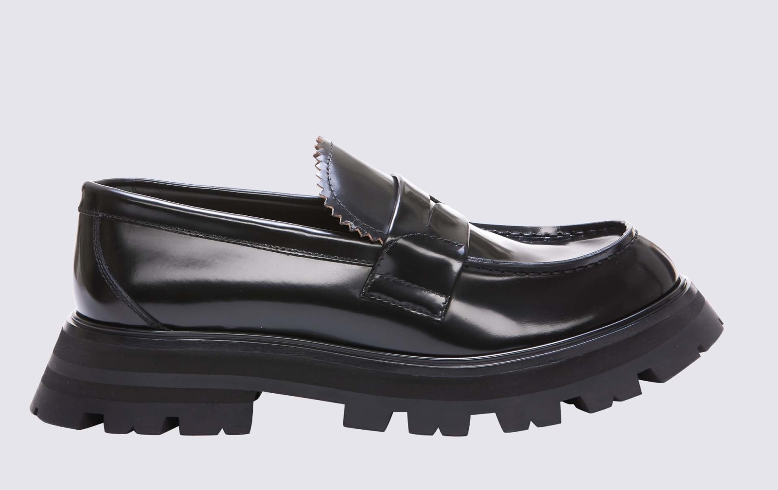 Shop Alexander Mcqueen Black Leather Wander Loafers