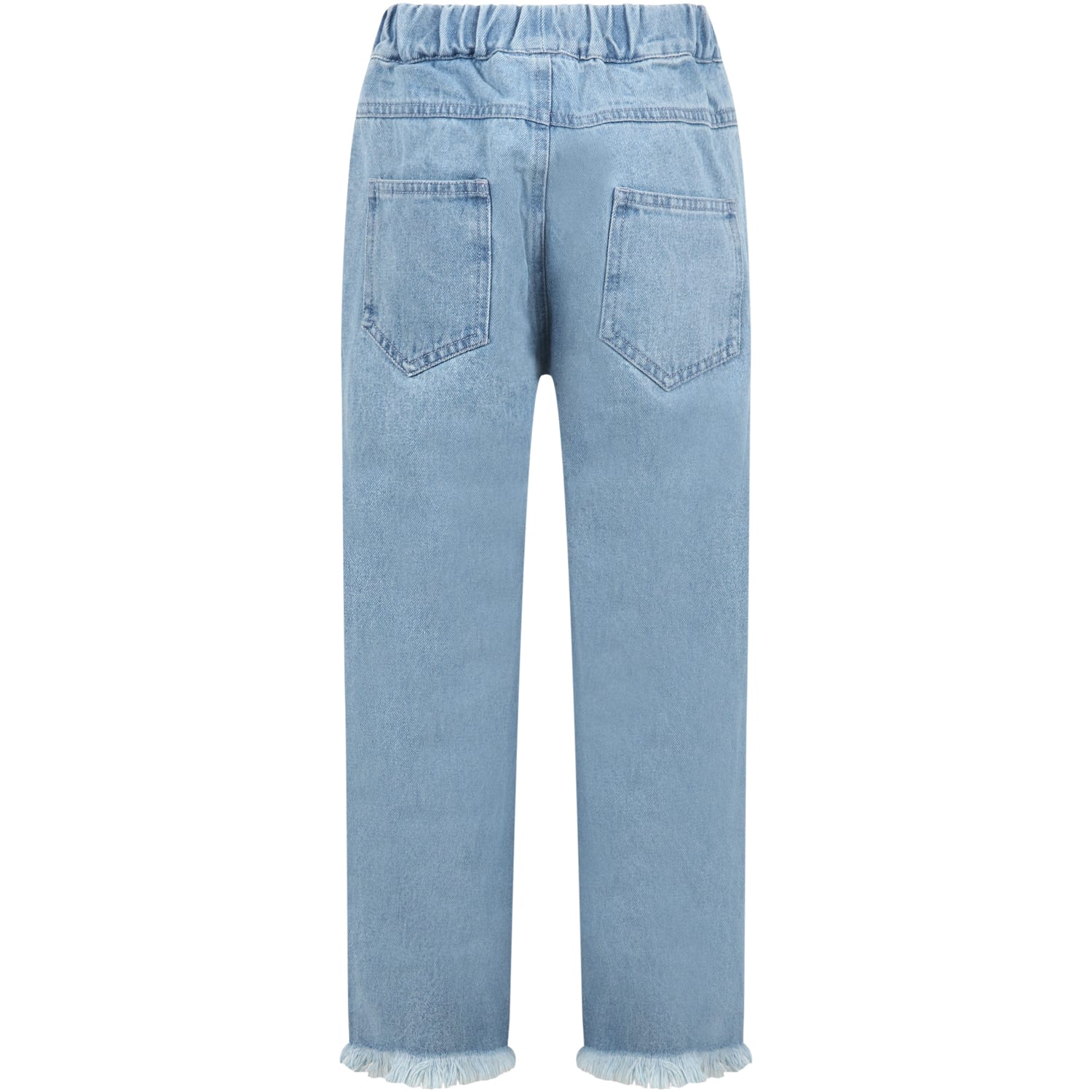Shop Marques' Almeida Light-blue Jeans For Girl With Logo Patch In Denim
