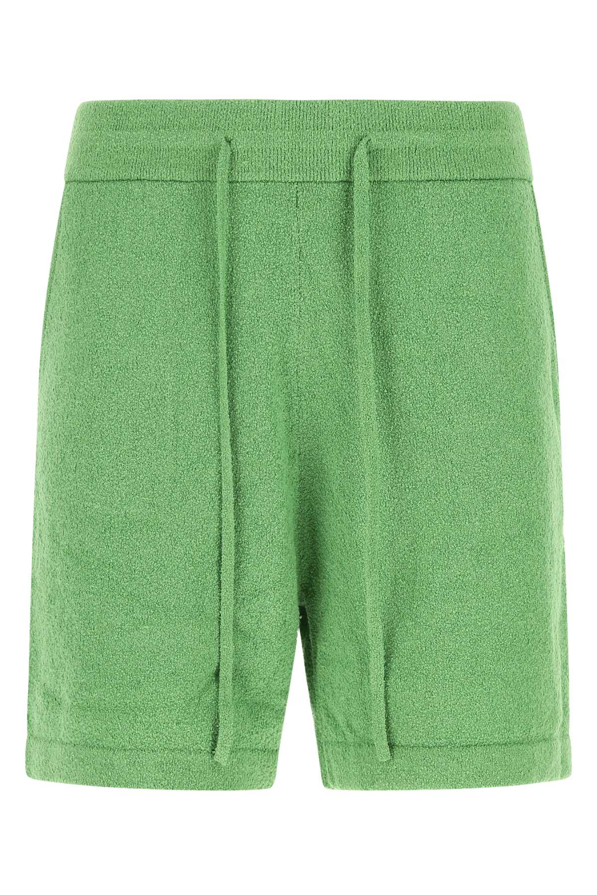 Green Stretch Terry Fabric Bermuda Shorts