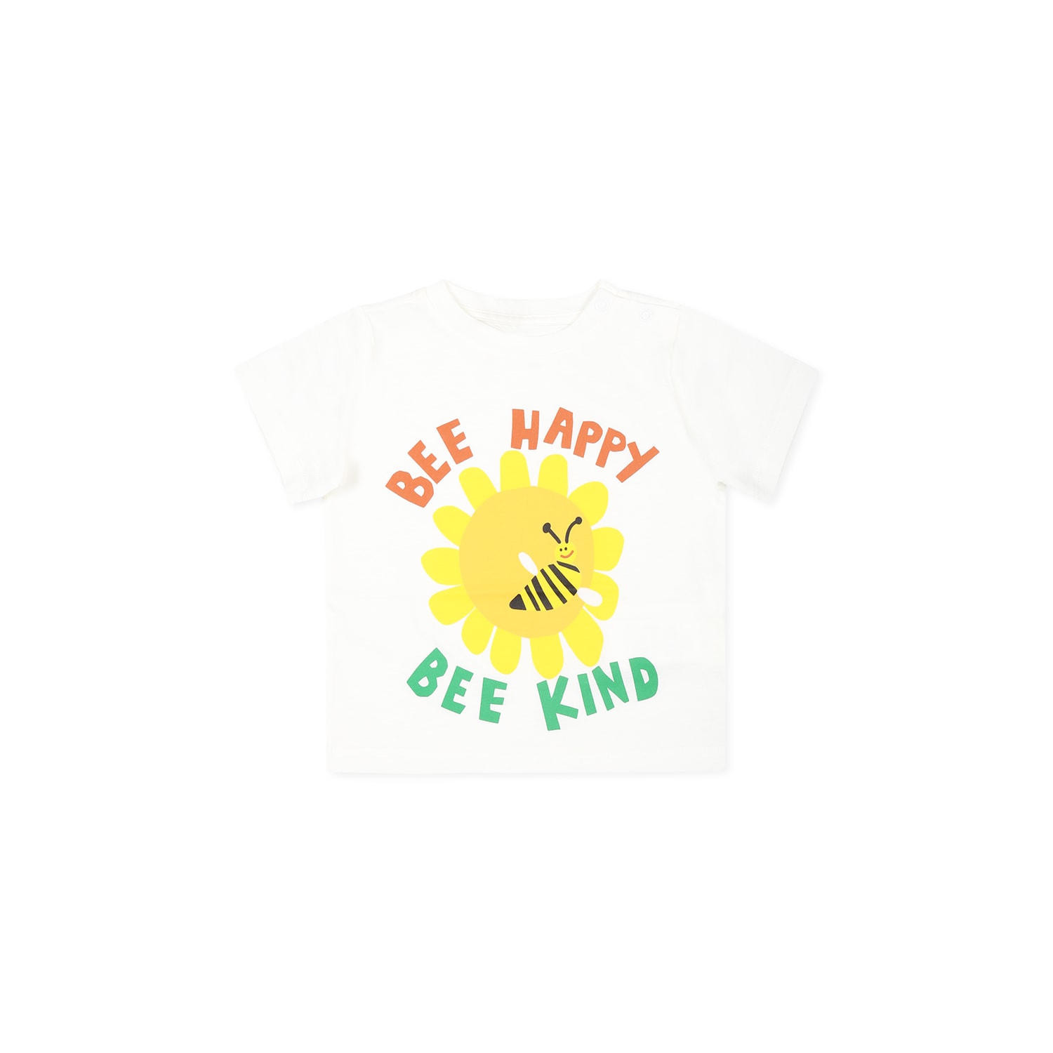 Stella Mccartney Ivory T-shirt For Babykids With Bee Print In Ivory