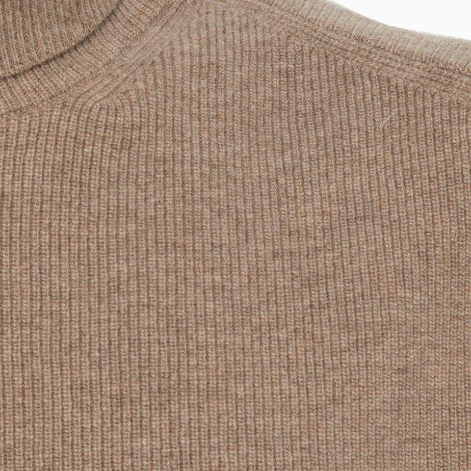 Shop Lemaire High Neck Knitted Jumper In Latte Coffee