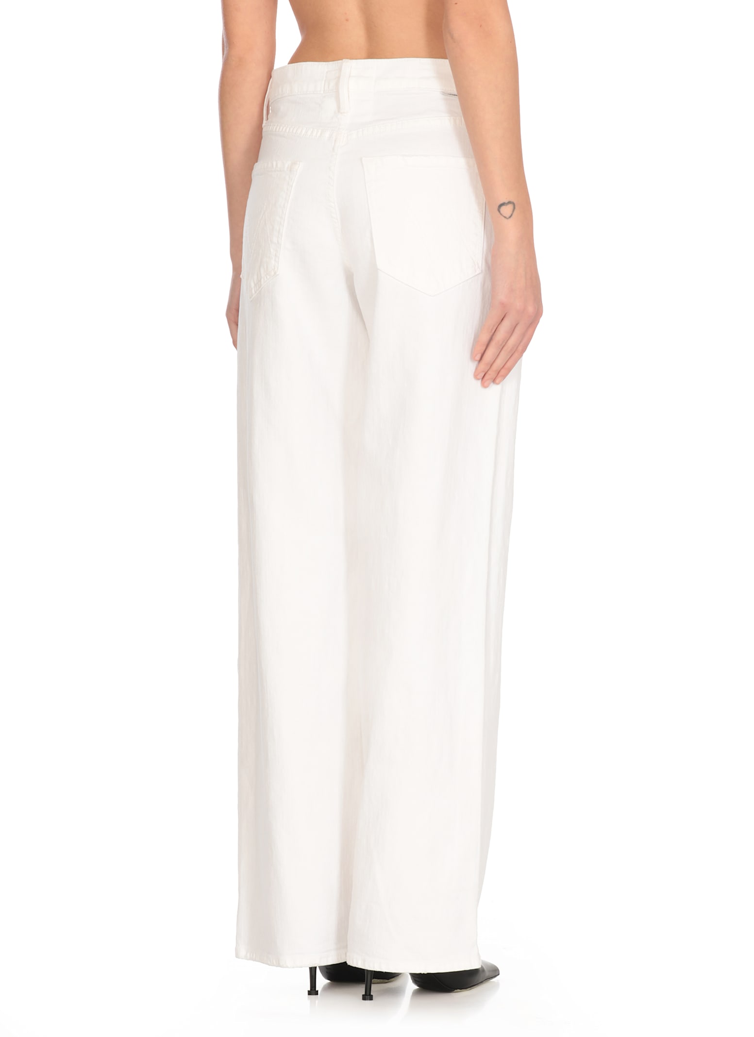 Mother The Hustler Patch Pocket Raw Hem High Waist Ankle Flare Jeans In White