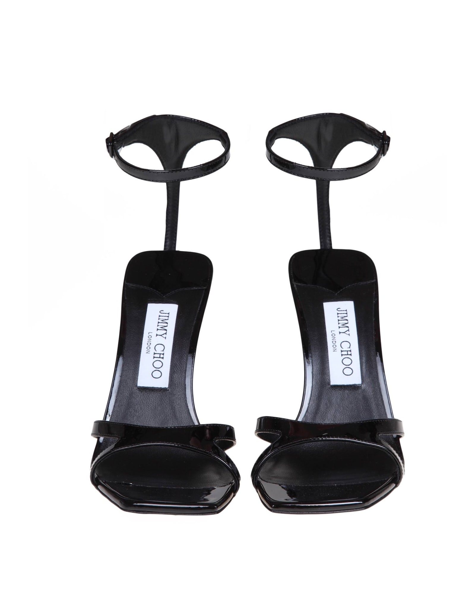 Shop Jimmy Choo Ixix 95 Sandal In Black Patent