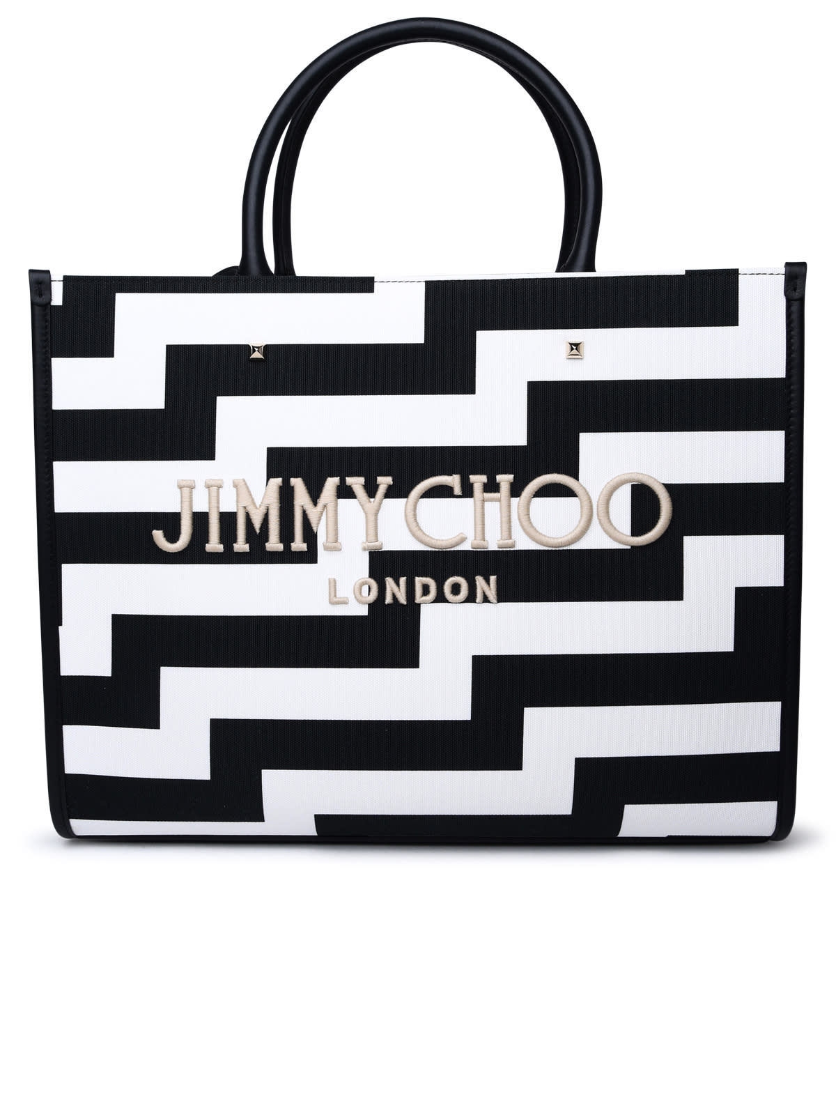 Shop Jimmy Choo Two-tone Fabric Bag In Black