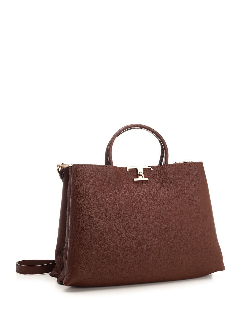 Shop Tod's Mahogany Leather Shopping Bag In Brown