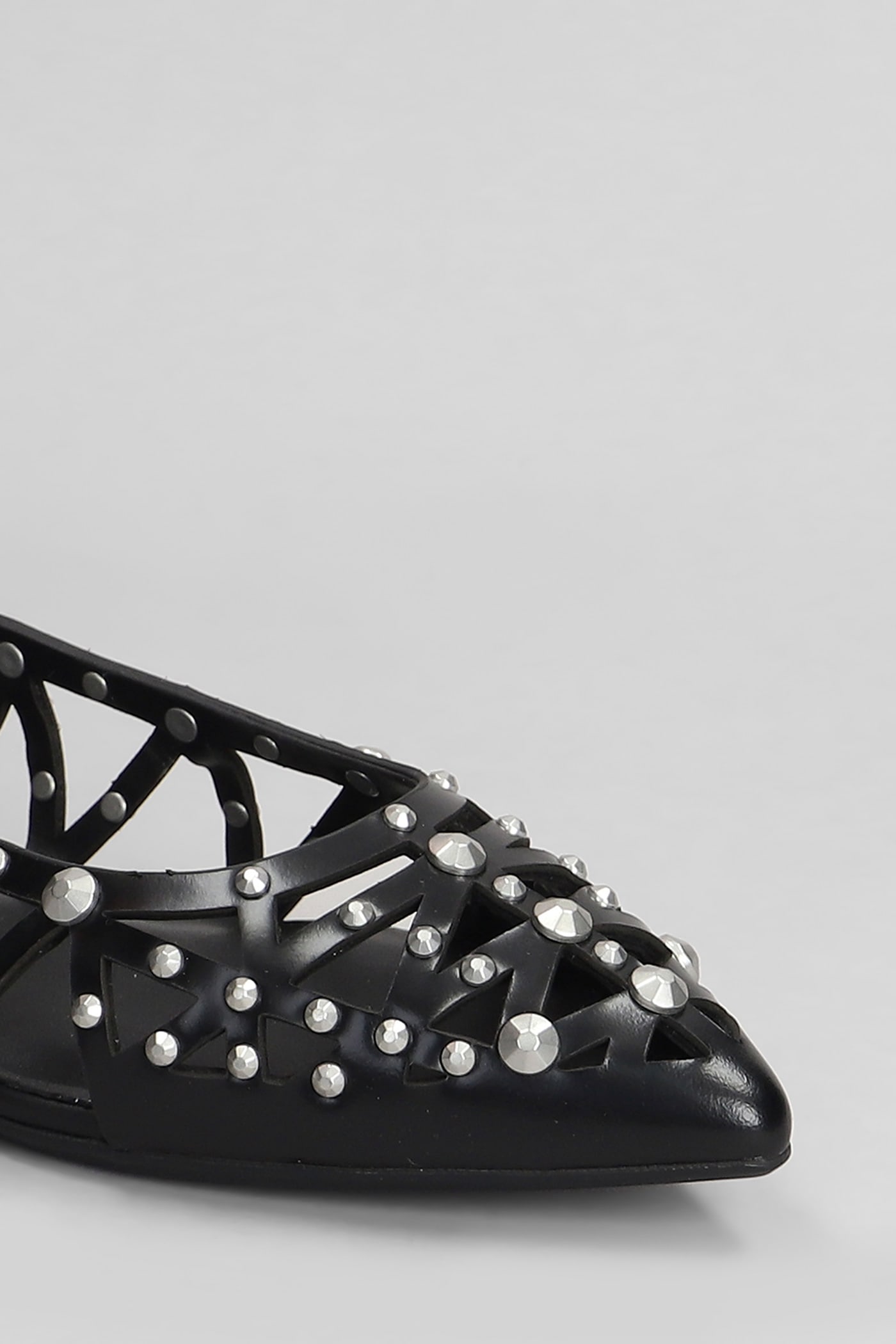 Ash Bazaar Bis Ballet Flats In Black Leather