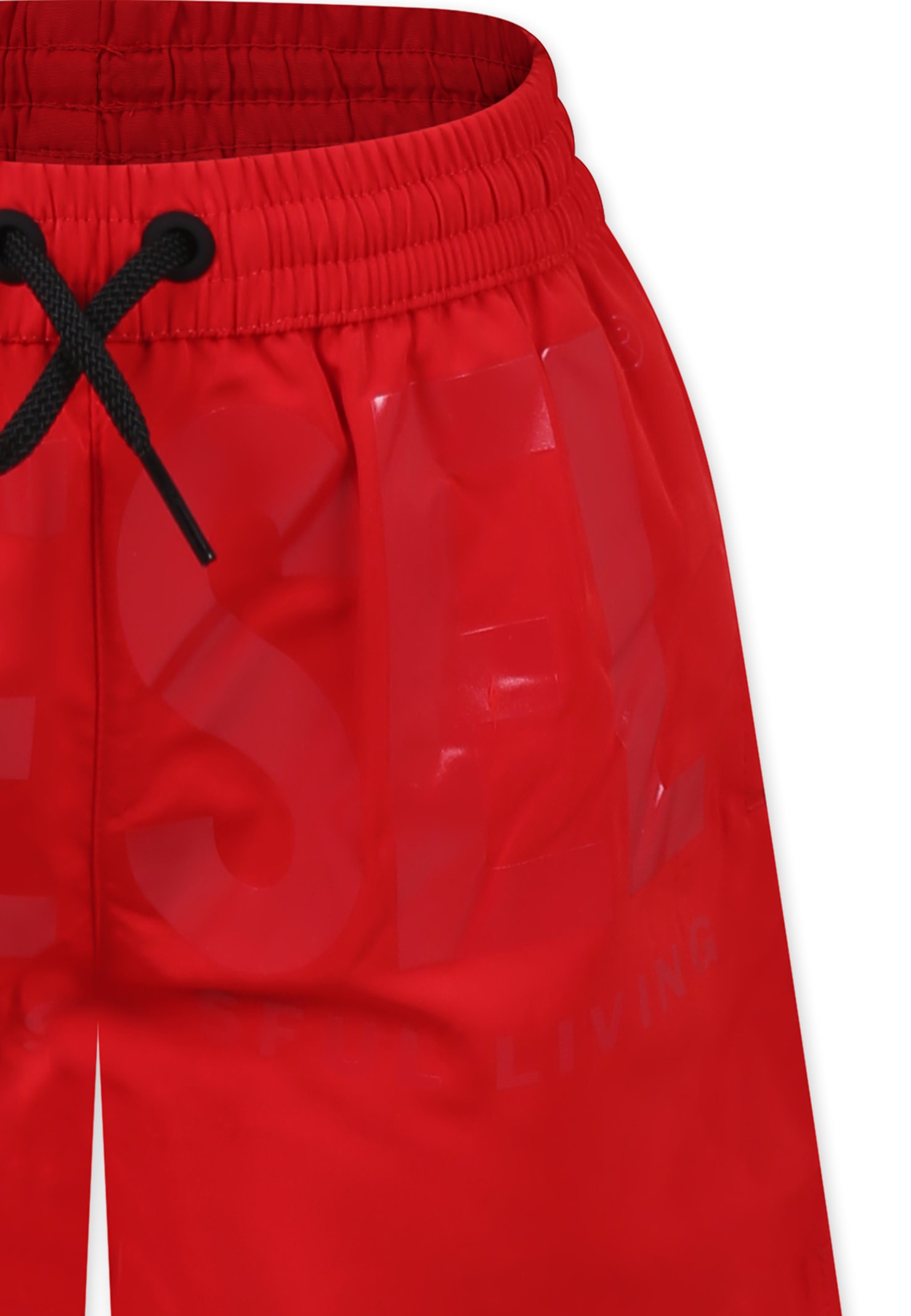 Diesel Red Swim Shorts For Boy With Logo In Red