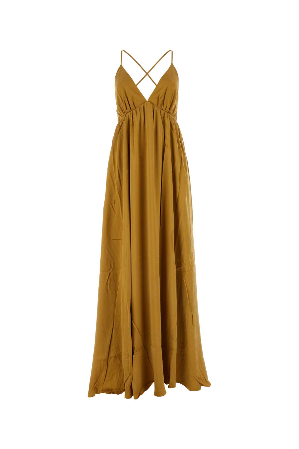 Shop Zimmermann Ochre Silk Long Dress In Honey