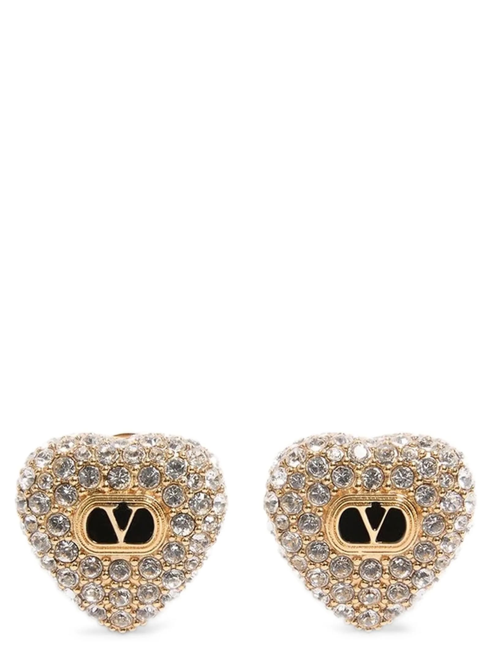 Valentino Stone Embellished Gold-tone Stud Earrings In Gold