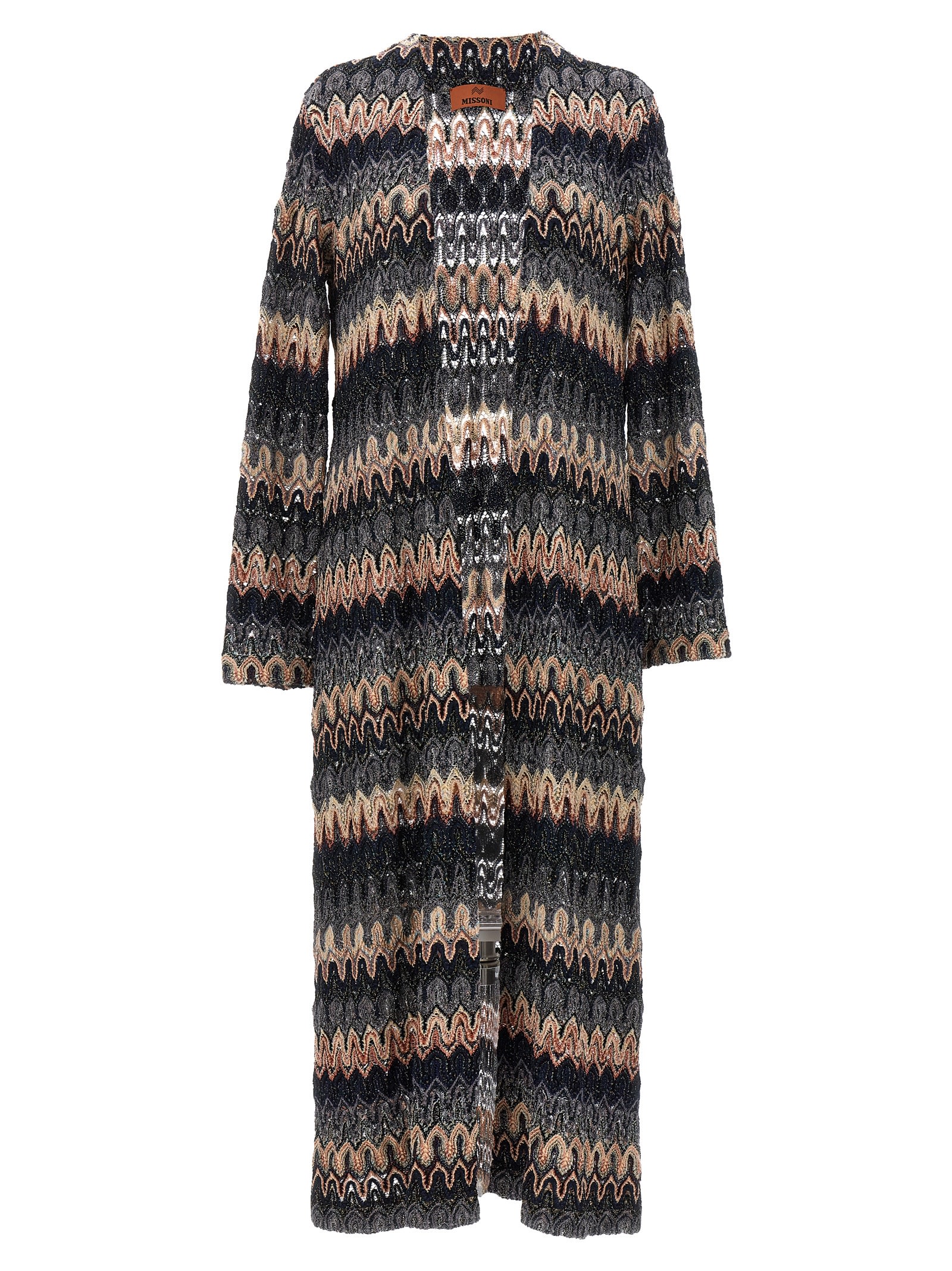 Shop Missoni Patterned Long Cardigan In Multicolour