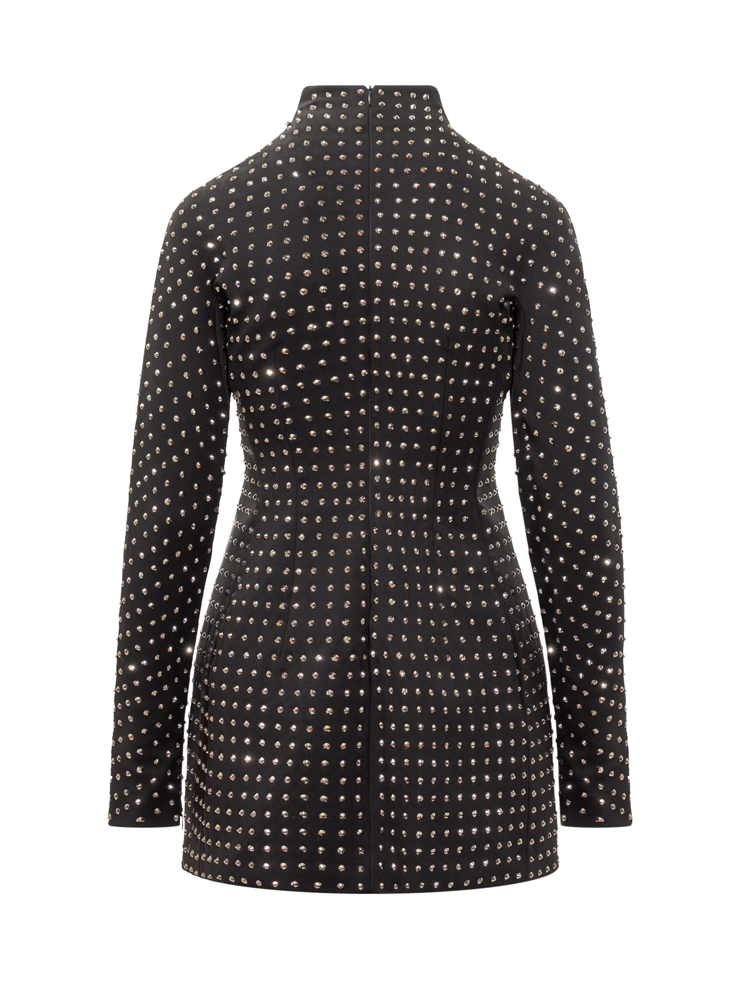 Sportmax Rhinestone-embellished Jersey Minidress In Black
