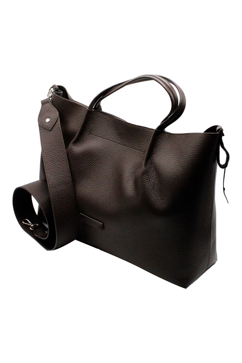 Fabiana Filippi Shopping Bag In Soft Textured Leather With Double Pockets Inside, Magnetic Closure