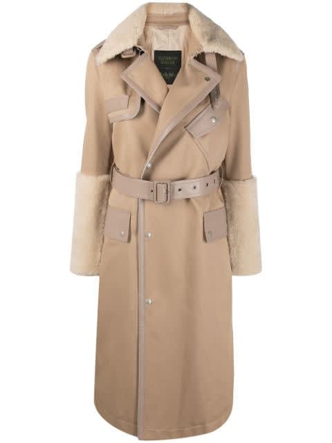 Mr & Mrs Italy Elizabeth Sulcers Capsule Cotton Drill, Shearling And Leather Trench For Woman