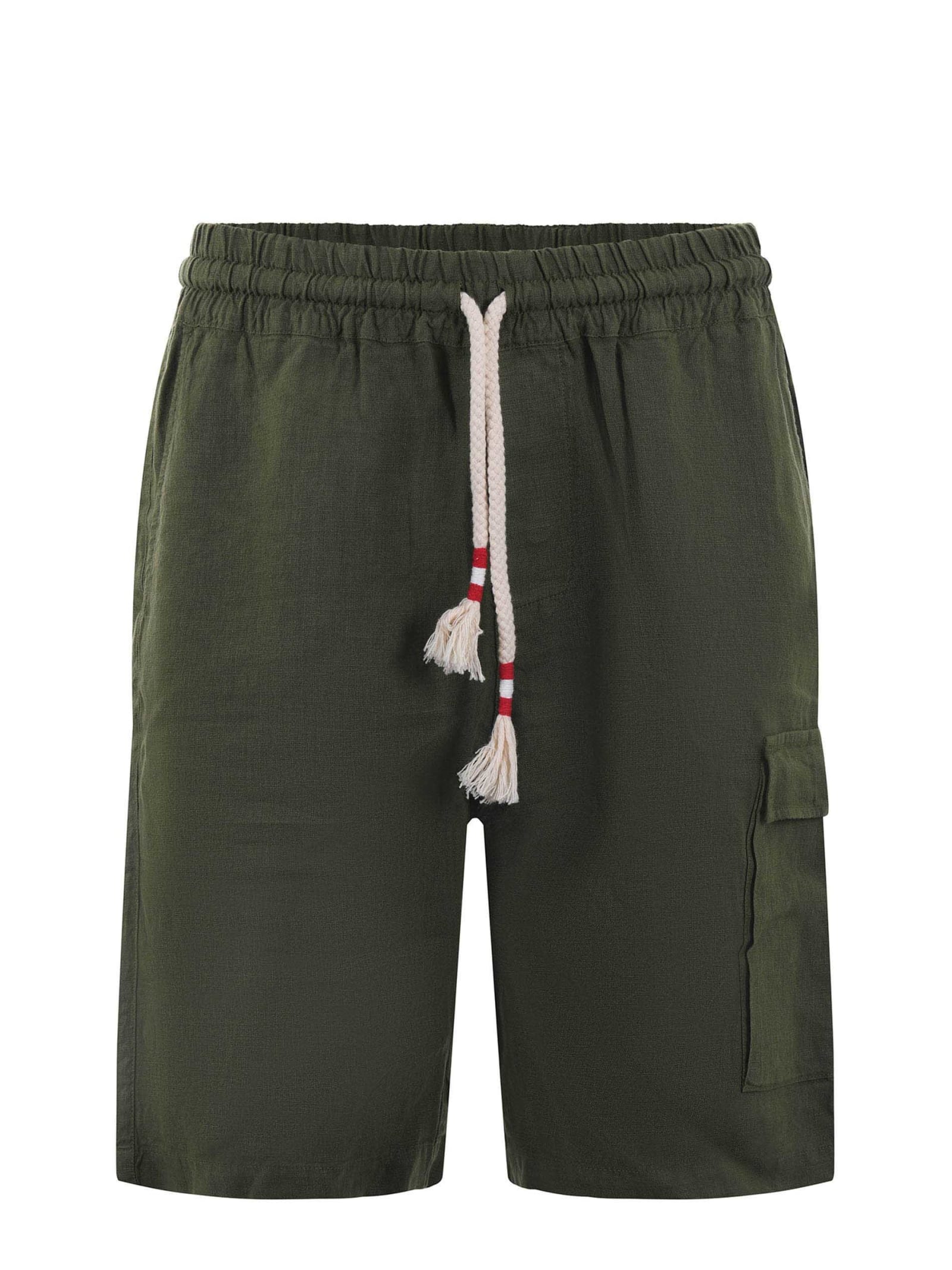 Mc2 Saint Barth Bermuda Chinos With Side Poket Shorts In Green
