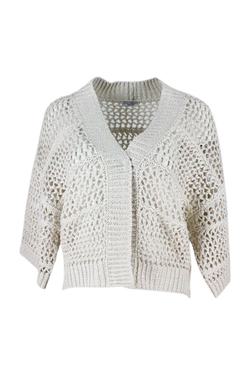Brunello Cucinelli Cardigan Sweater With Micro Sequins