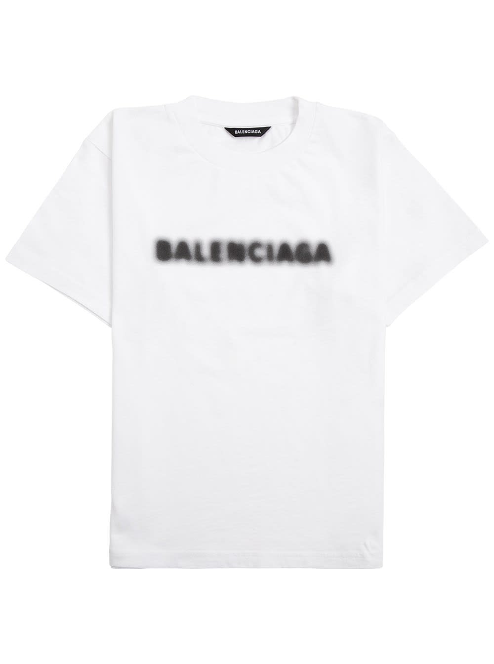 Balenciaga White Cotton T-shirt With Logo Print