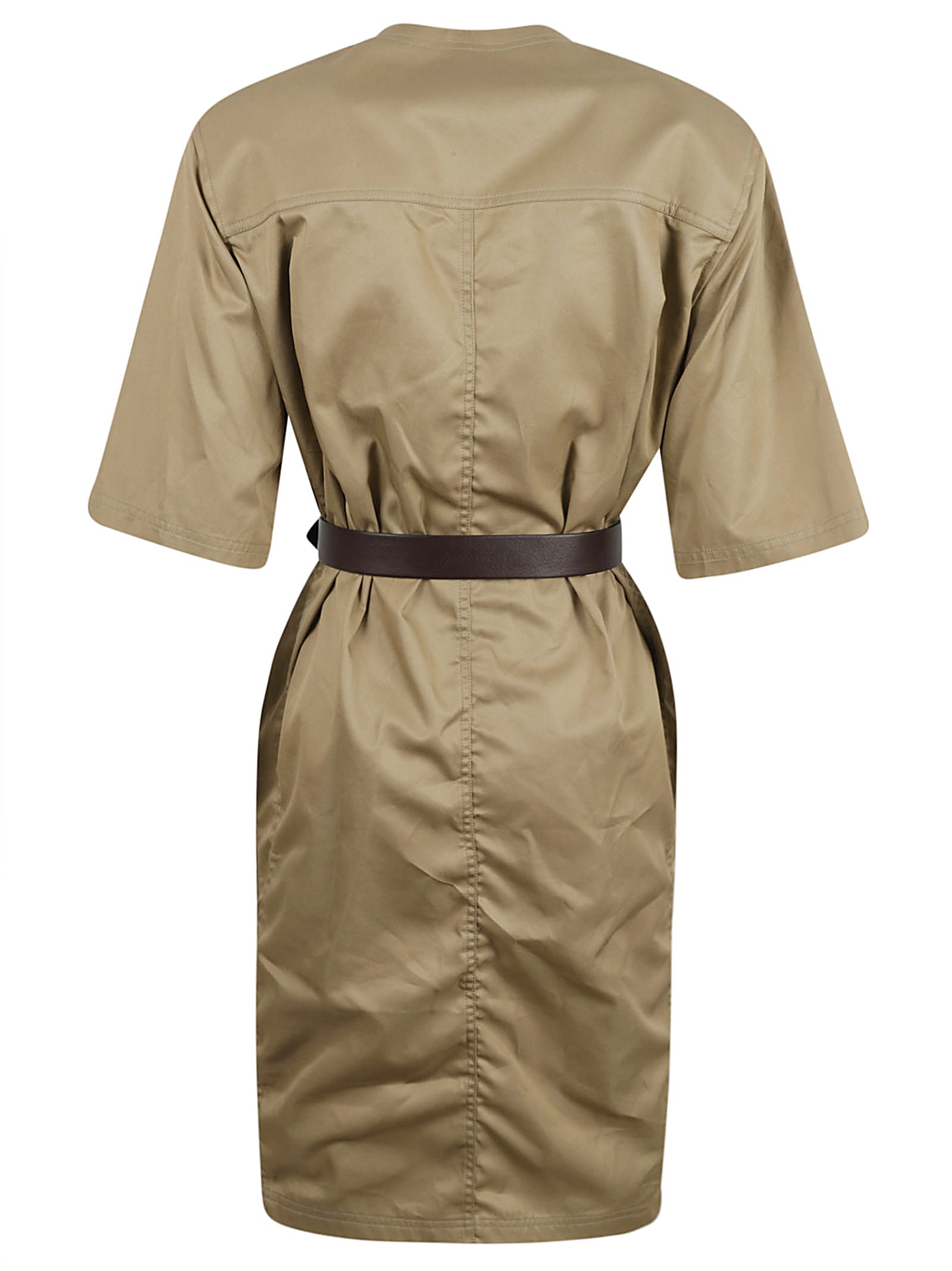 Shop Saint Laurent Belted Cargo Dress In Beige