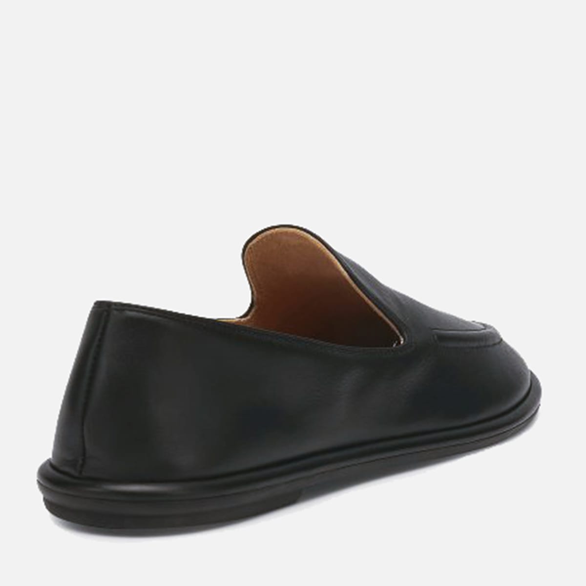 The Row Black Leather Canal Loafers In Black