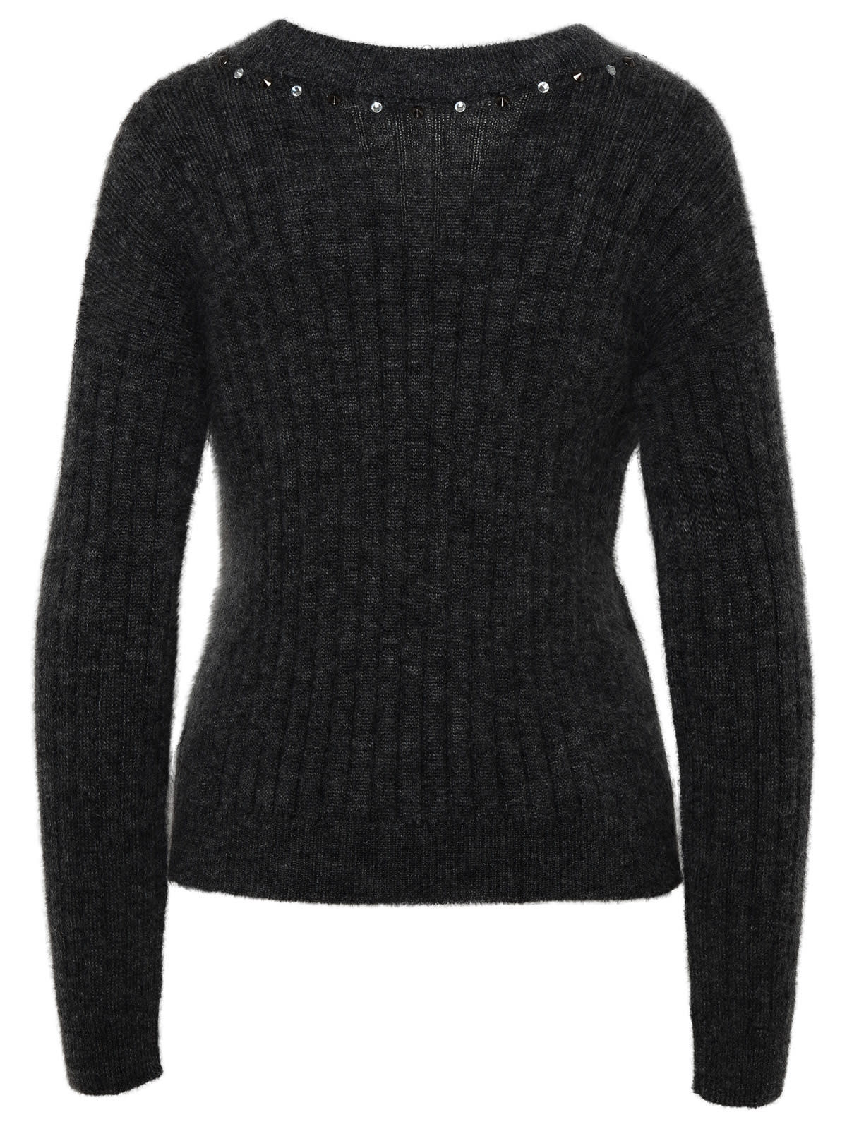 Shop Alessandra Rich Gray Virgin Wool Blend Sweater In Grey