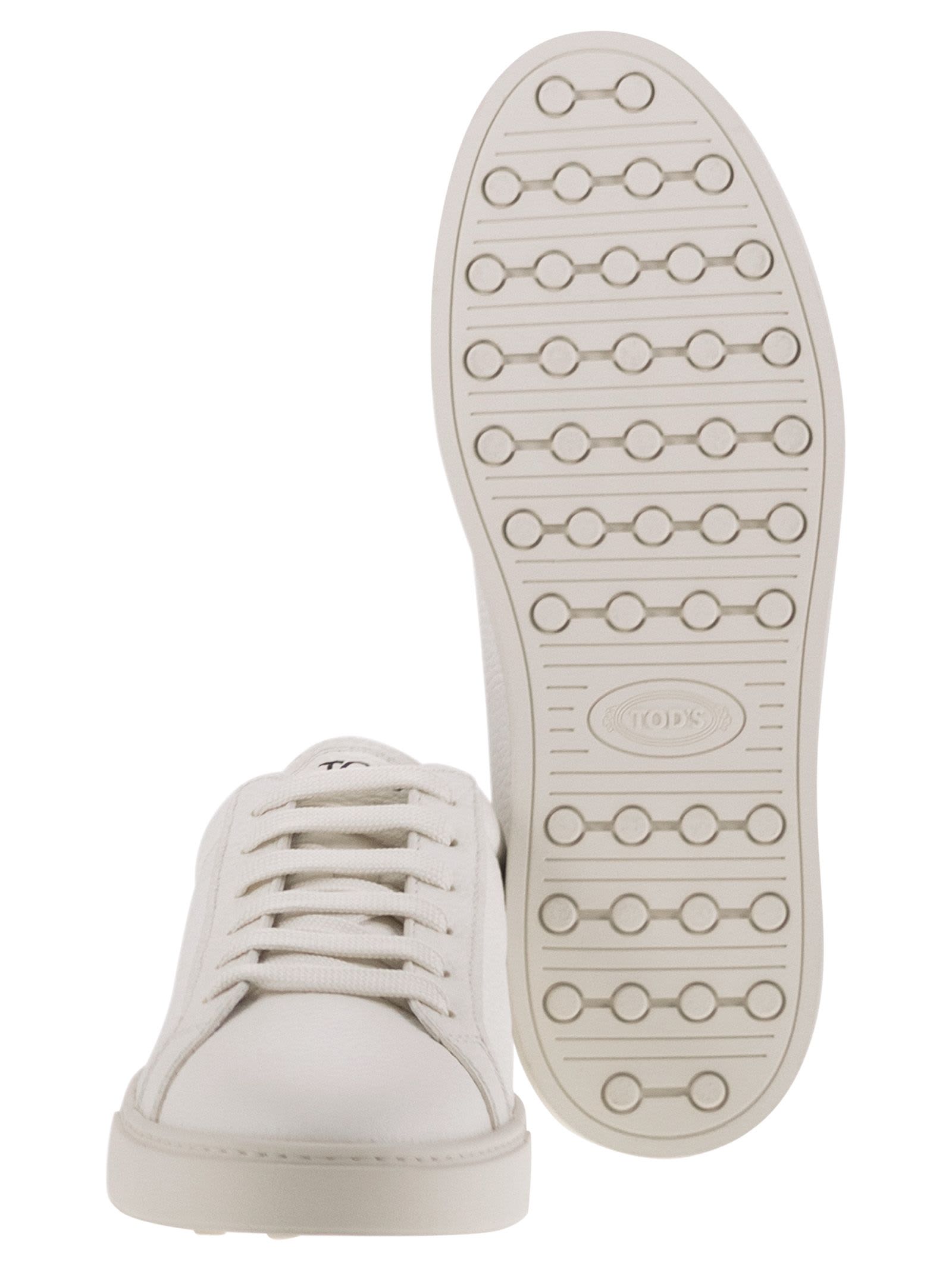 Tod's Hammered Leather Trainers In White