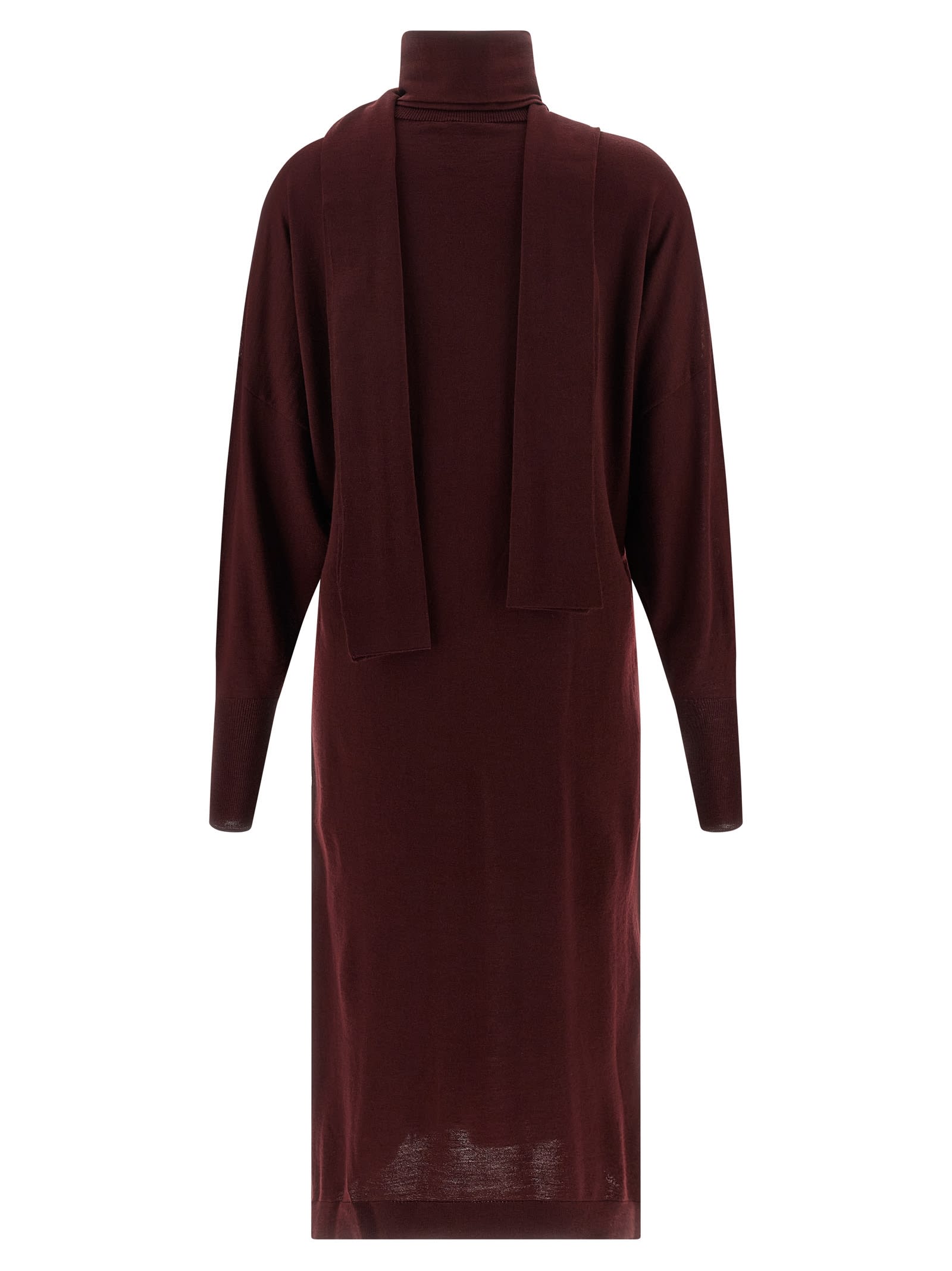 Nude Scarf Dress In Burgundy