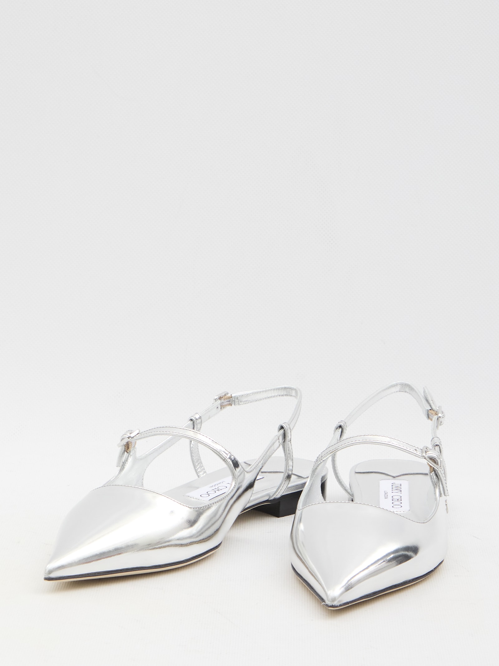 Jimmy Choo Pointed Toe Metallic Leather Sling Back Ballerina