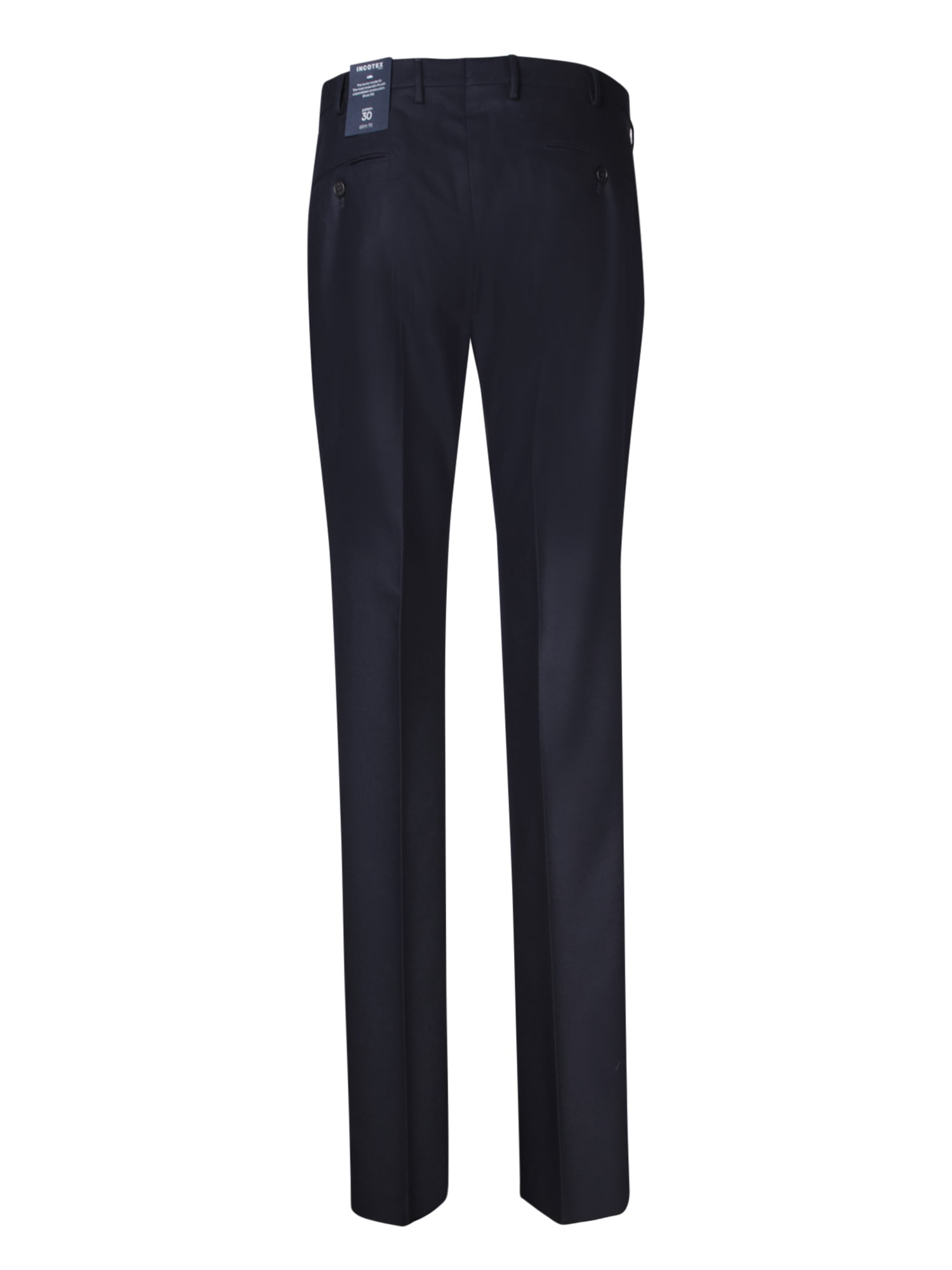 INCOTEX SLIM FIT WOOL BLUE TROUSERS 