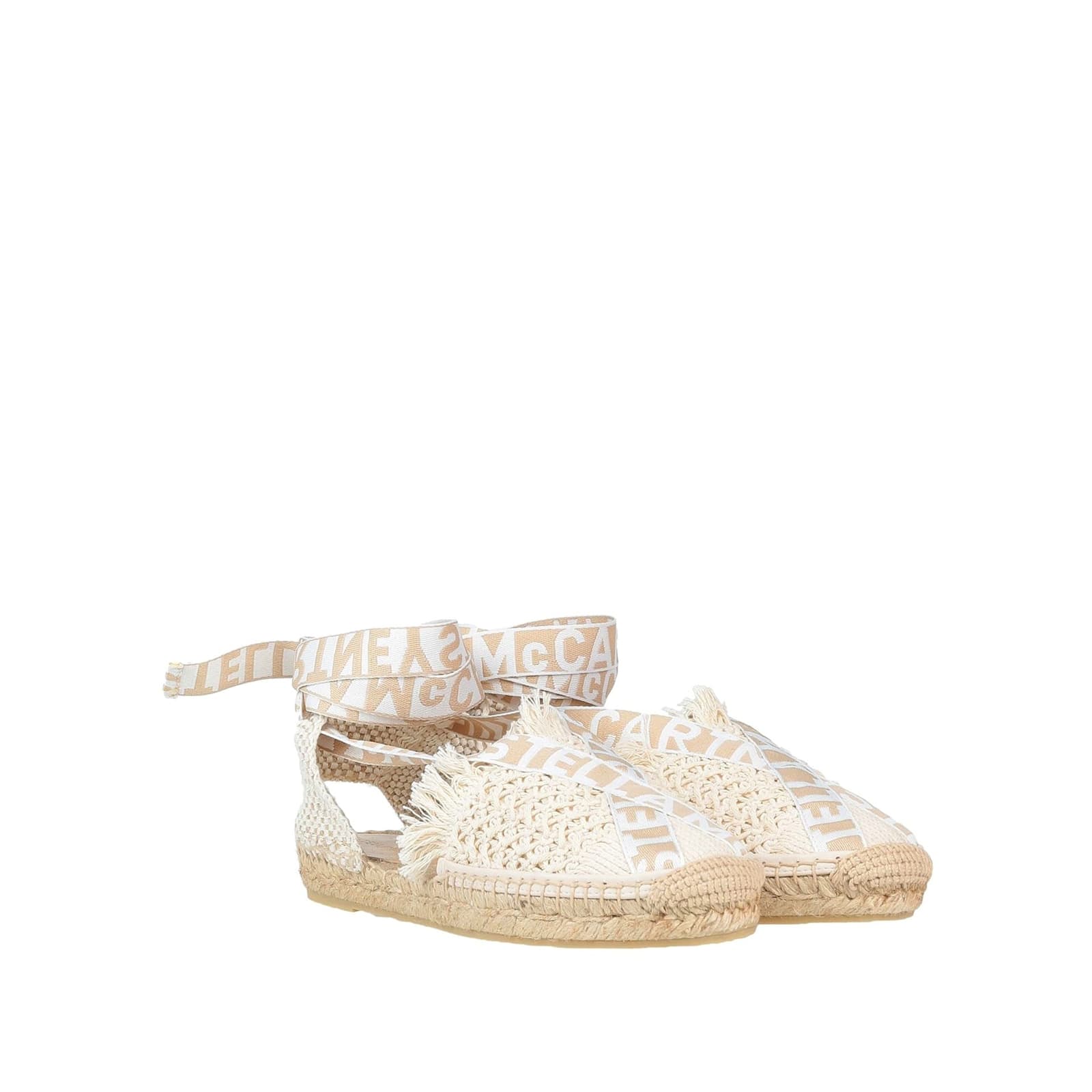 Stella Mccartney Logo Canvas Espadrilles In Sand