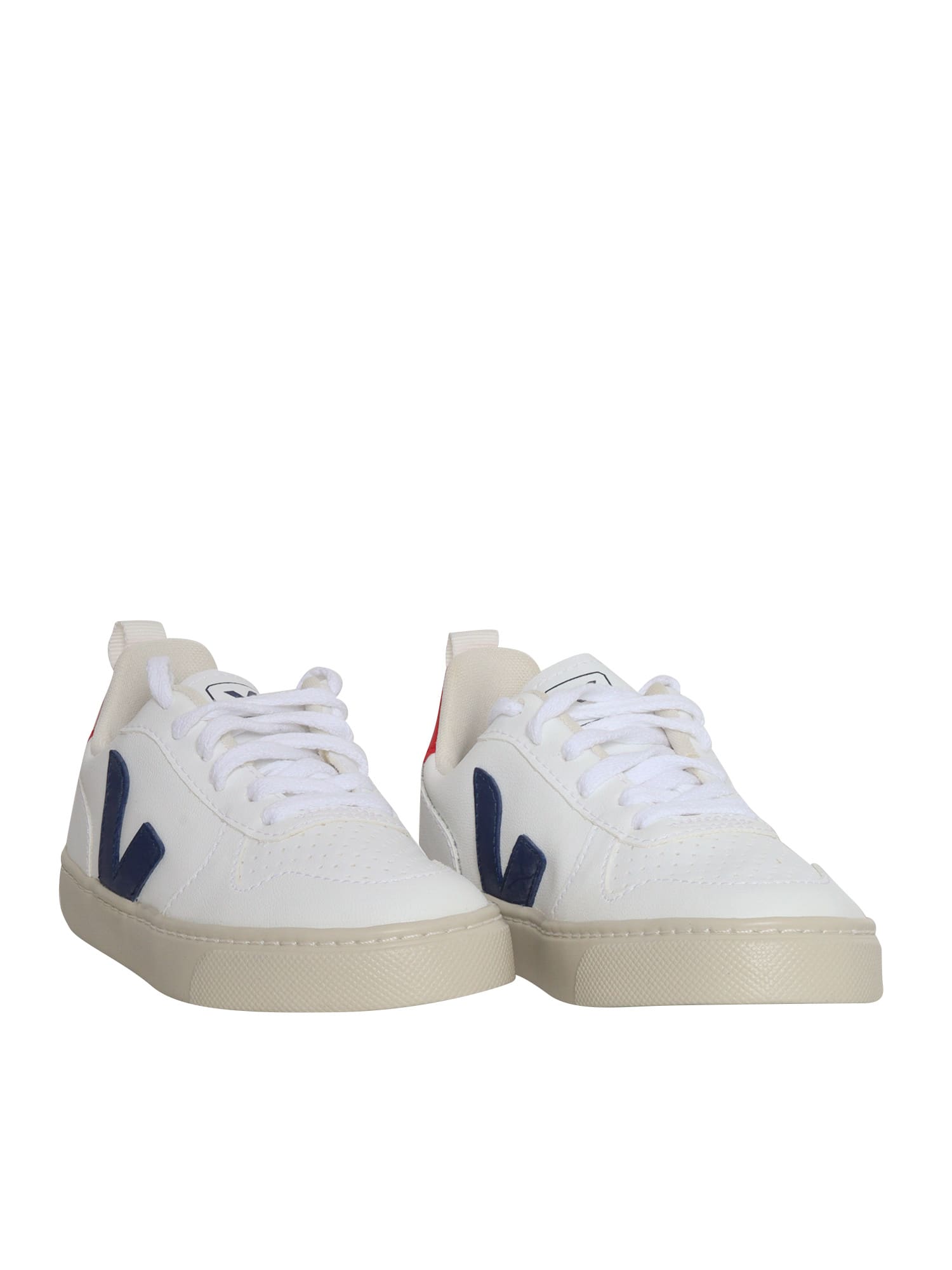 Shop Veja White V-10 Sneakers