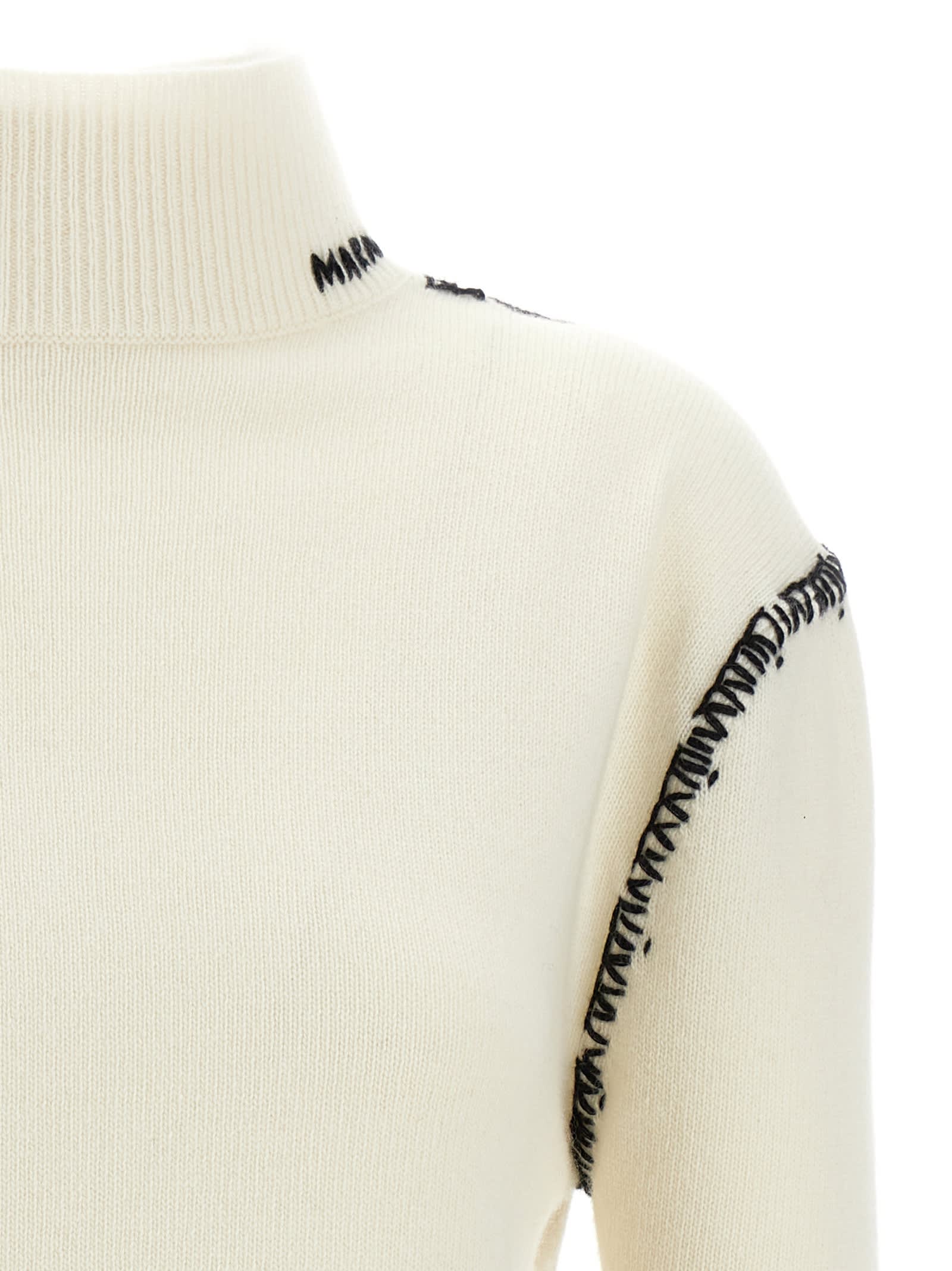 Shop Marni Mending Detail Cardigan In White/black